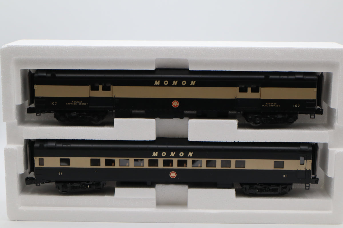 MTH 20-69101 Monon 2 Car Streamlined Baggage /Coach Passenger Set- Smooth-Second hand-M8480