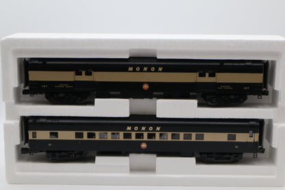 MTH 20-69101 Monon 2 Car Streamlined Baggage /Coach Passenger Set- Smooth-Second hand-M8480