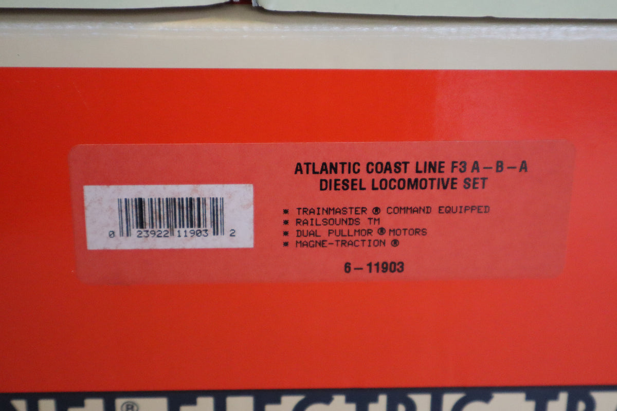 Lionel 6-11903 Atlantic Coast Line F3 ABA Diesels & 4 Passenger Set-Second hand-M8371