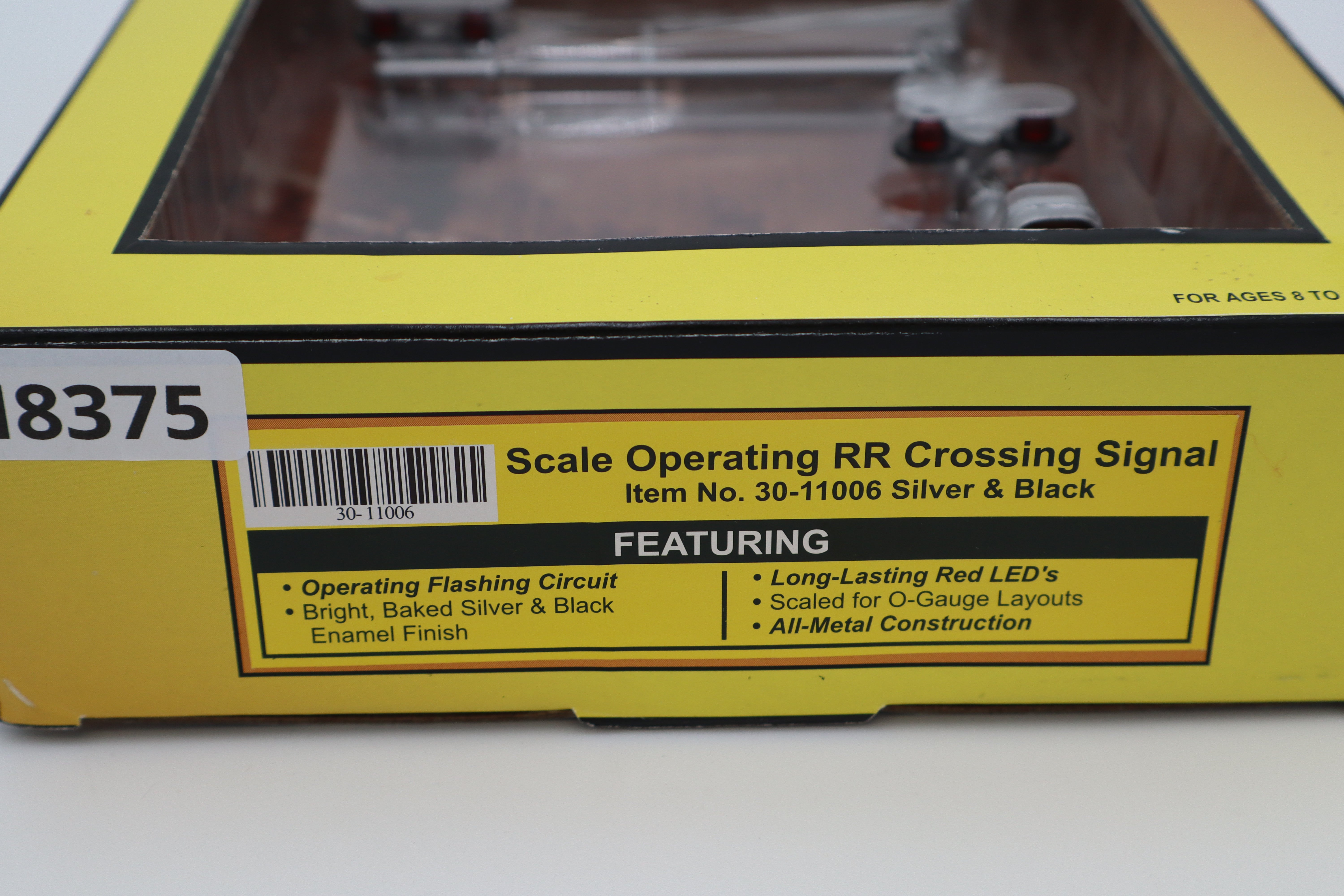 Rail King 30-11006 Scale Operating RR Crossing Signal Silver & Black-Second hand-M8375