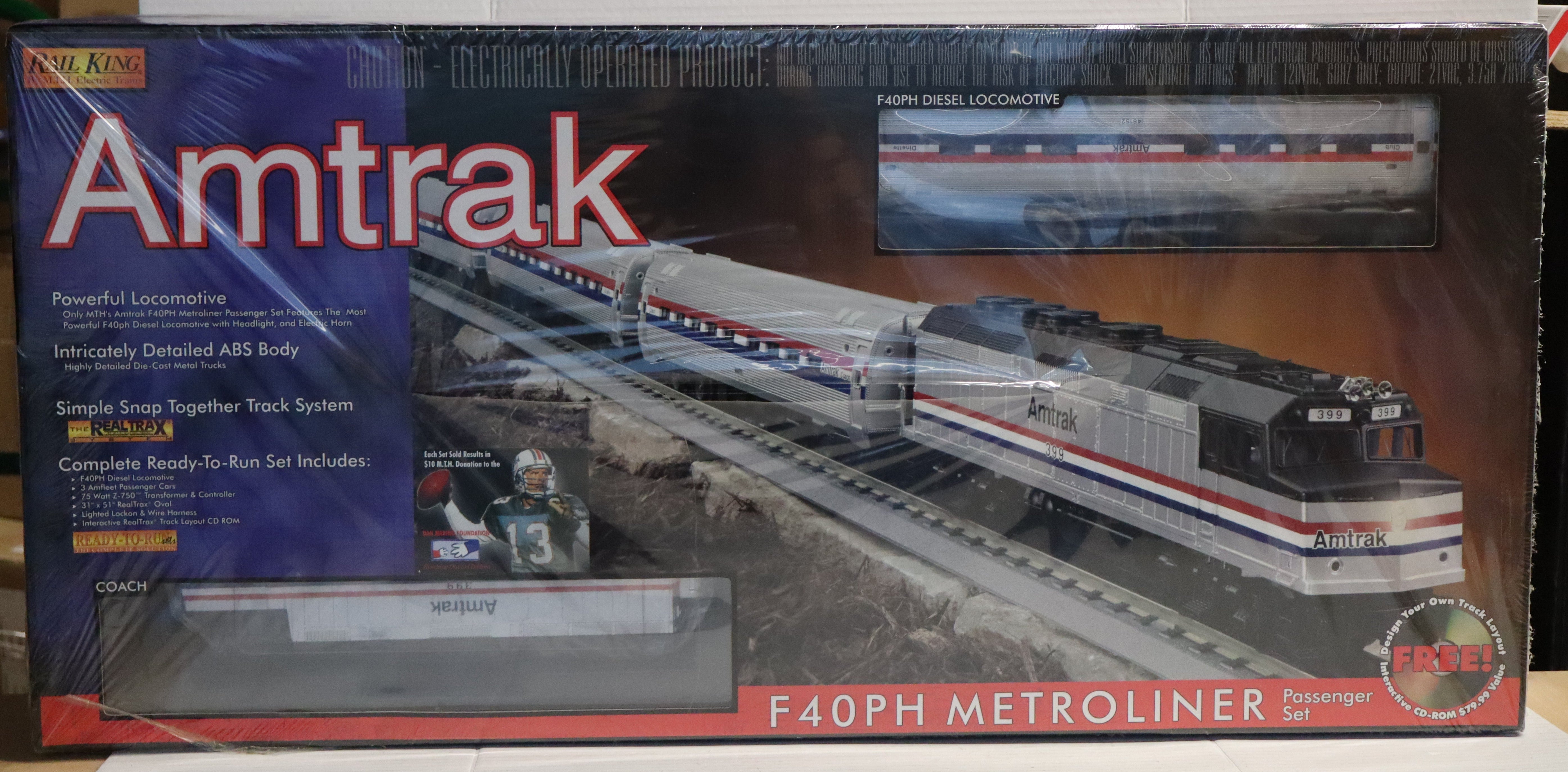 Rail King 30-4025-0 Amtrak F40ph RTR Passenger Train Set w/ Horn-Second hand-M8376