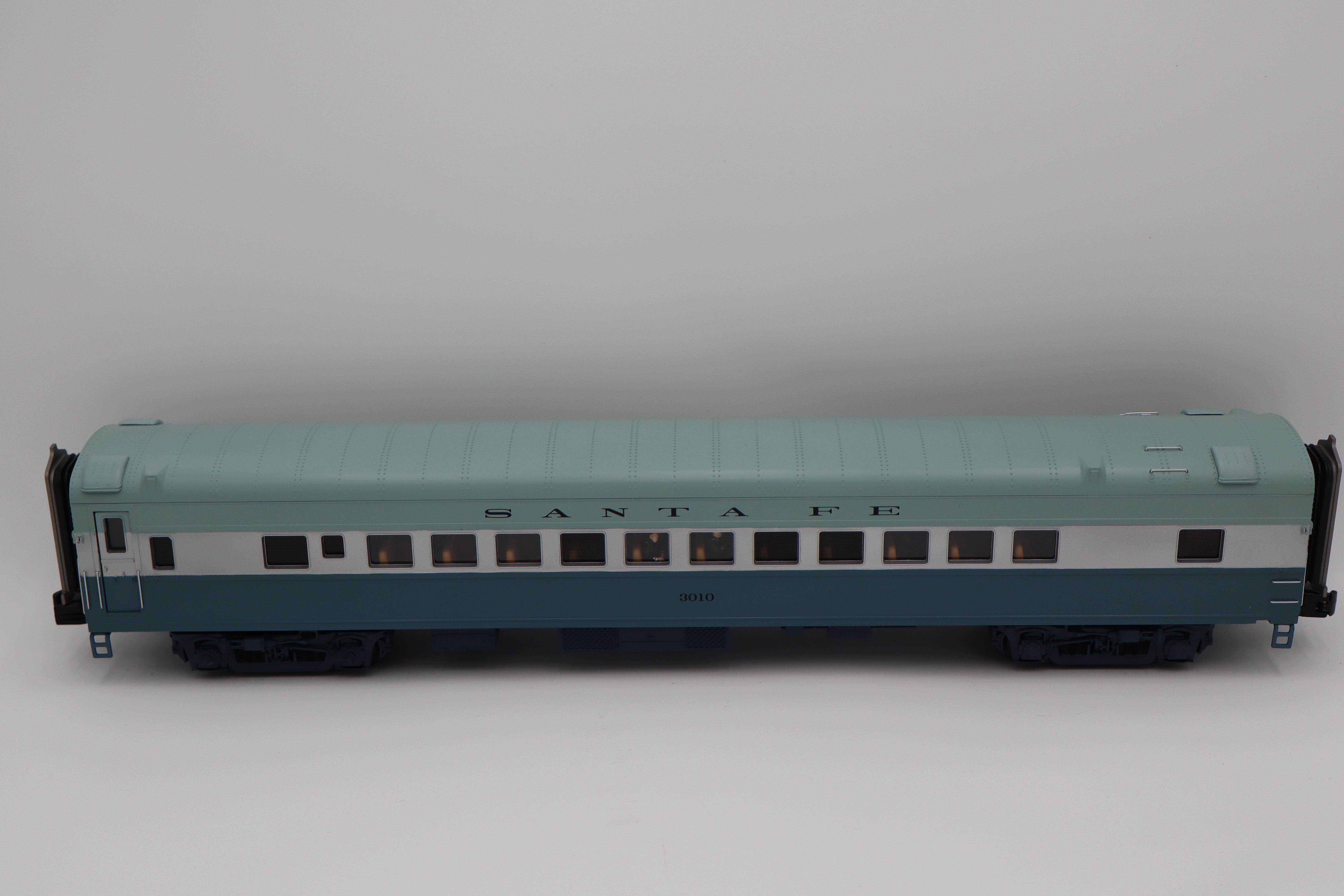 MTH 20-3435-1 Santa Fe 464 Blue Goose Hudson Steam Engine & MTH Santa Fe (Blue Goose) 70' Streamlined Passenger 6 Car Set-Second hand-M8382