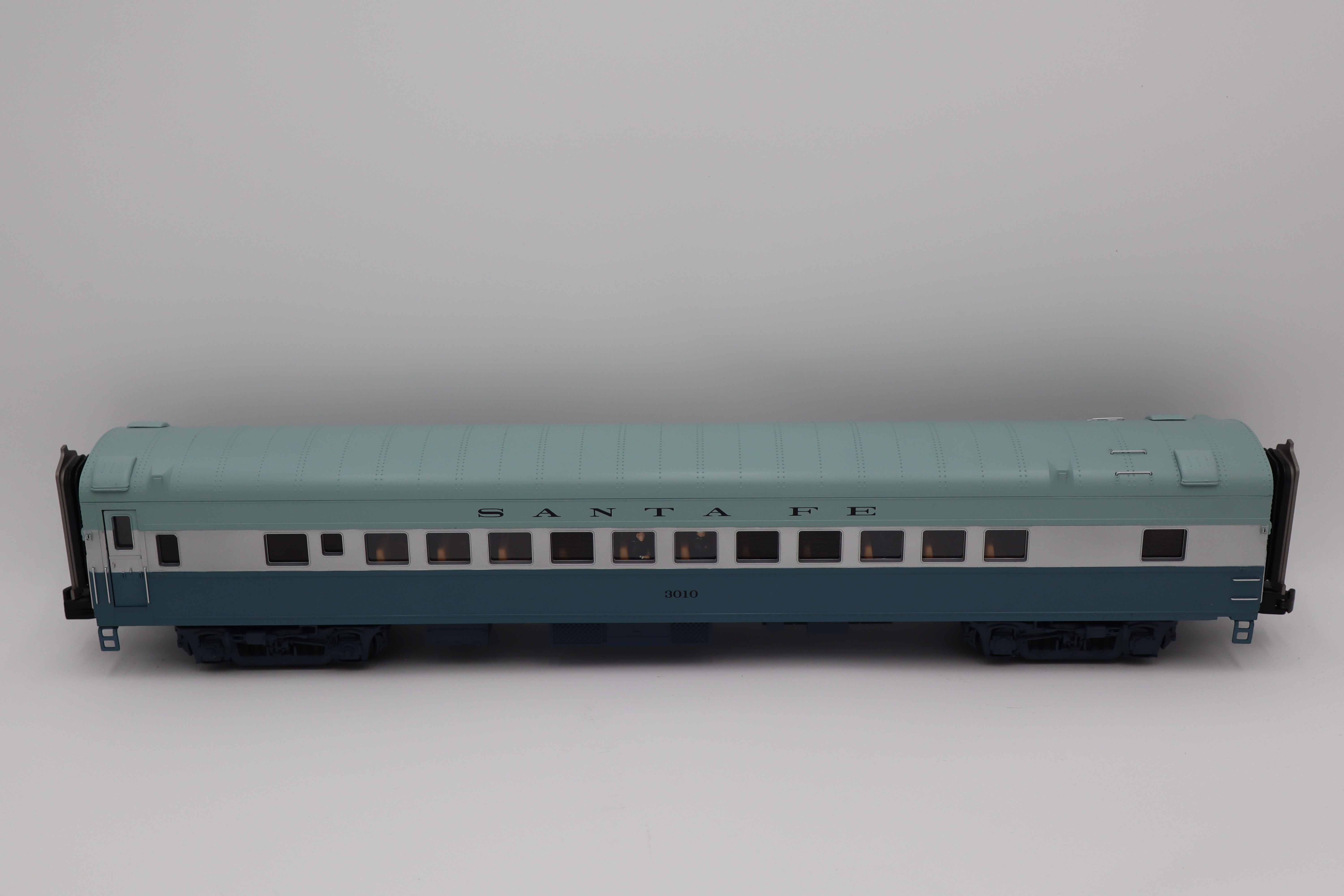 MTH 20-3435-1 Santa Fe 464 Blue Goose Hudson Steam Engine & MTH Santa Fe (Blue Goose) 70' Streamlined Passenger 6 Car Set-Second hand-M8382