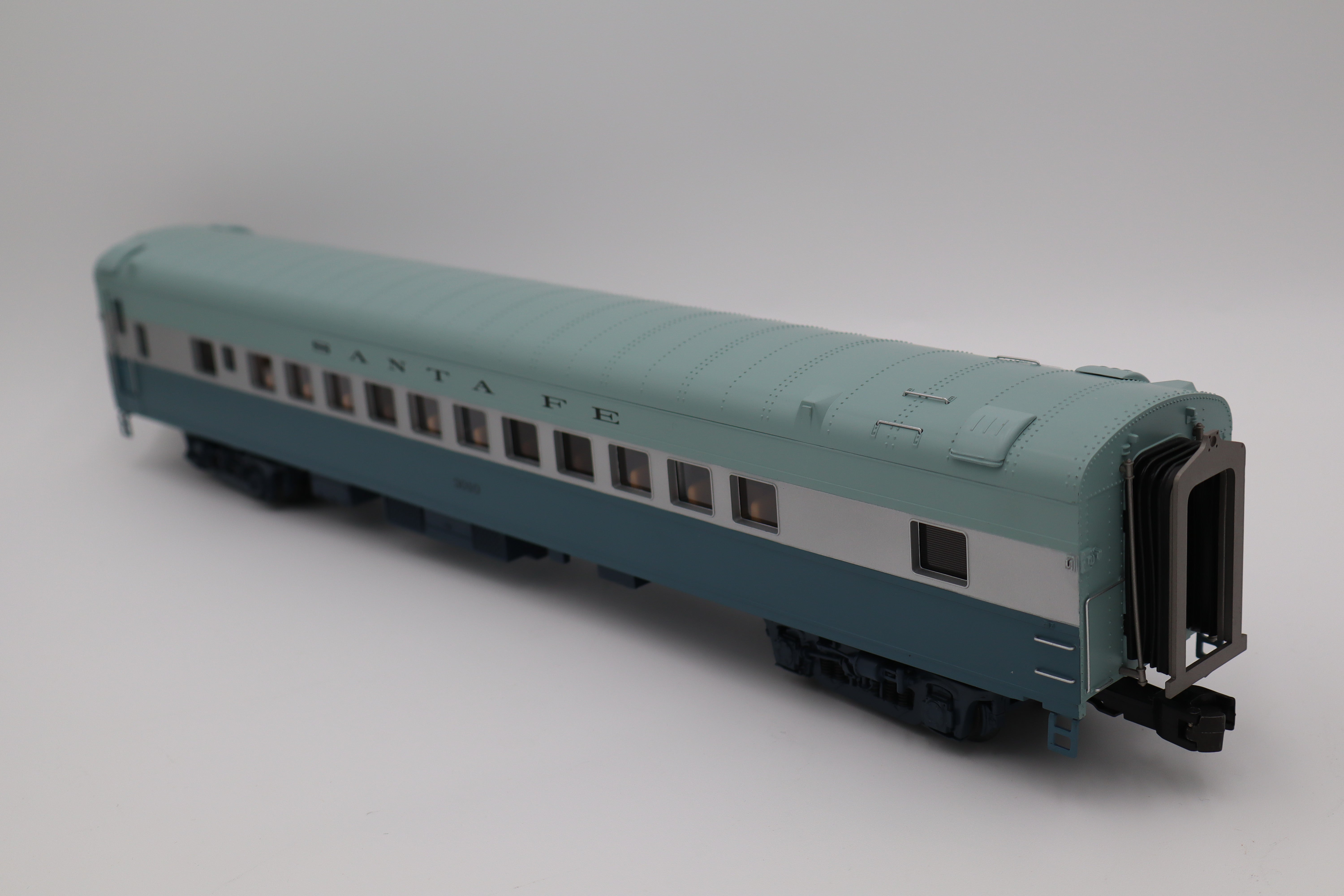 MTH 20-3435-1 Santa Fe 464 Blue Goose Hudson Steam Engine & MTH Santa Fe (Blue Goose) 70' Streamlined Passenger 6 Car Set-Second hand-M8382