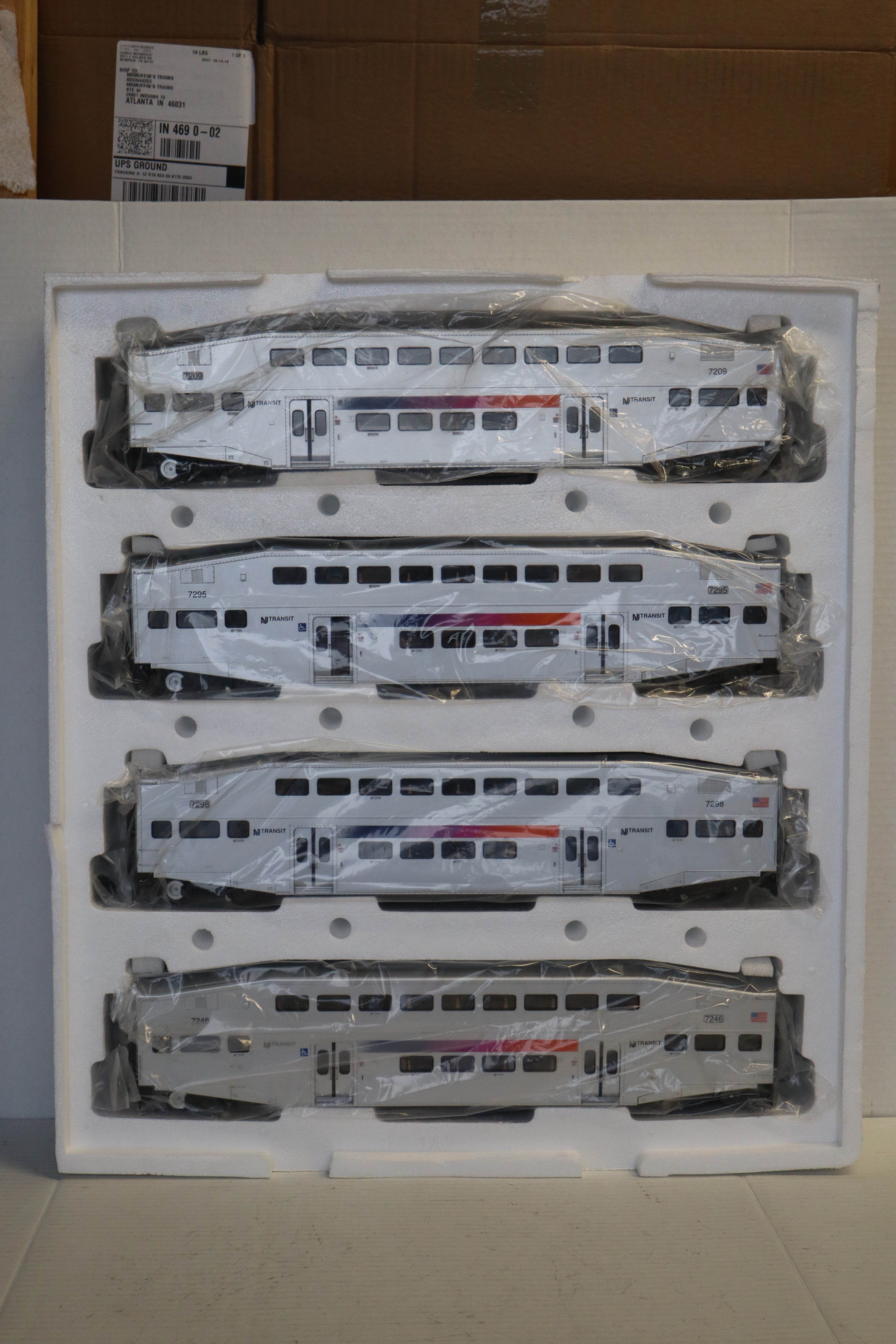 MTH 20-61051 NJ Transit 4 Car Bi-Level Bombardier Passenger Set-Second hand-M8379