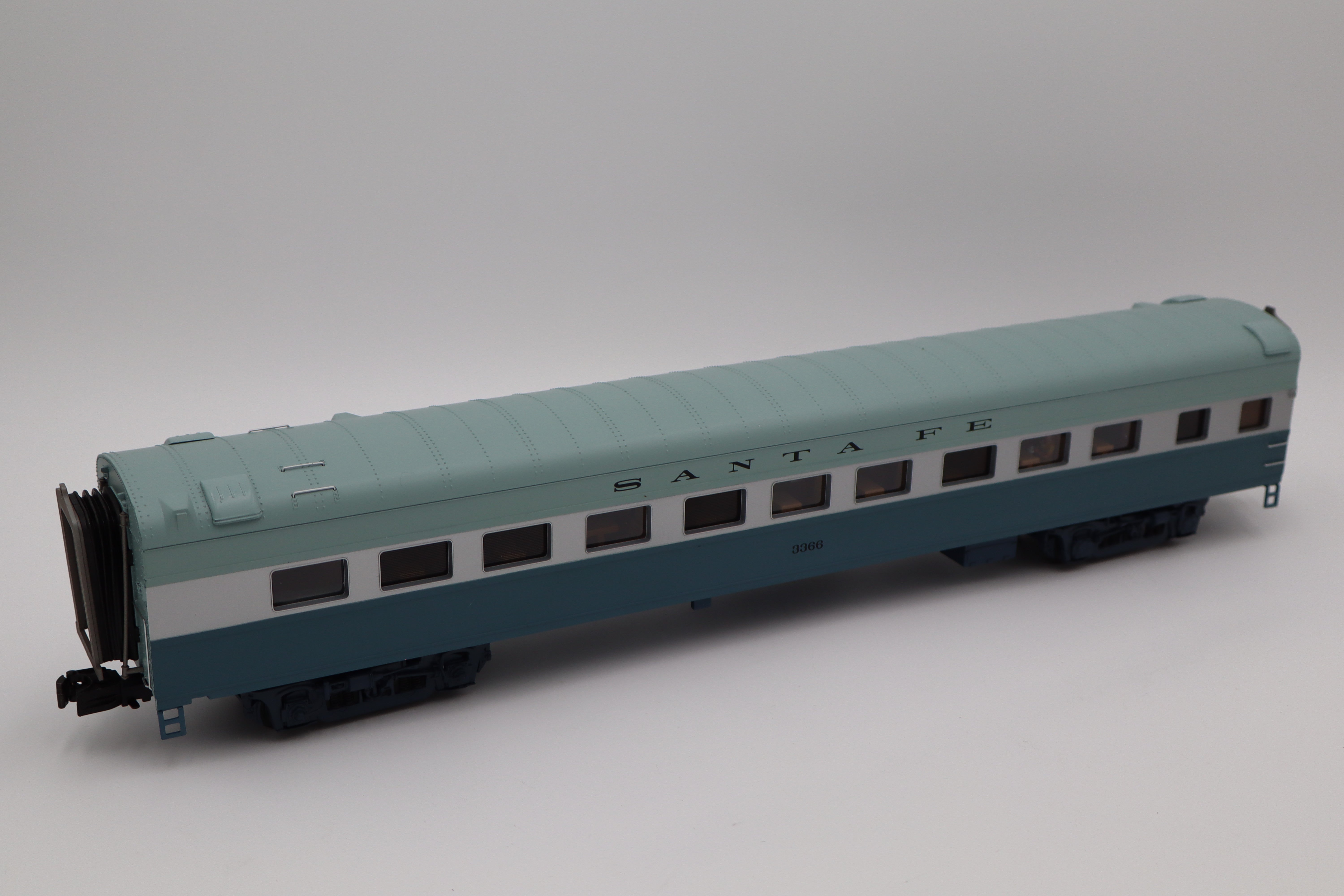 MTH 20-3435-1 Santa Fe 464 Blue Goose Hudson Steam Engine & MTH 20-66170 Santa Fe (Blue Goose) 70' Streamlined Passenger 2 Car Set-Second hand-M8382