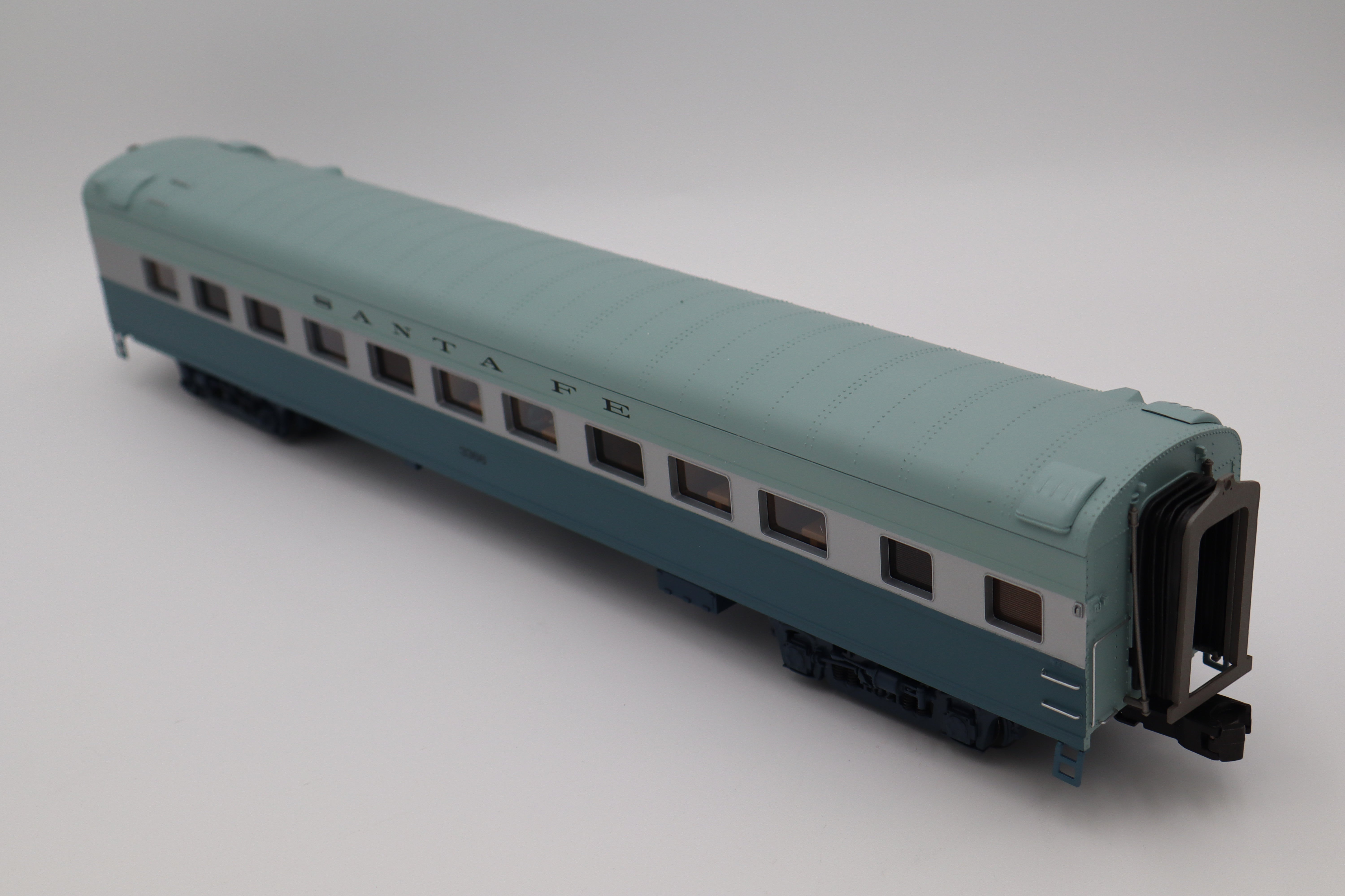 MTH 20-3435-1 Santa Fe 464 Blue Goose Hudson Steam Engine & MTH 20-66170 Santa Fe (Blue Goose) 70' Streamlined Passenger 2 Car Set-Second hand-M8382