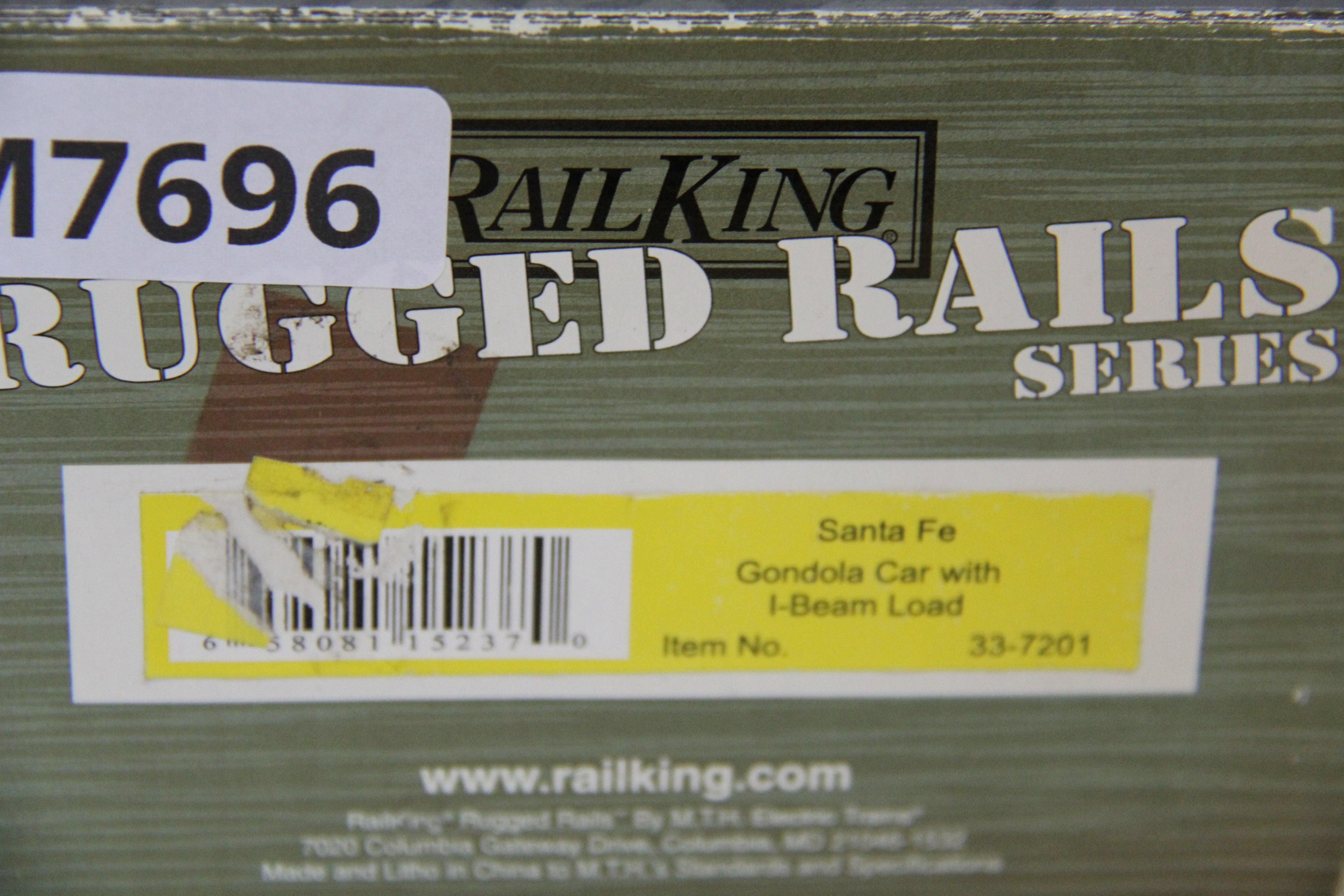o27 Rail King Rugged Rails Series 33-7201 Santa Fe Gondola Car w/ I-Beam Load-Second hand-M7696