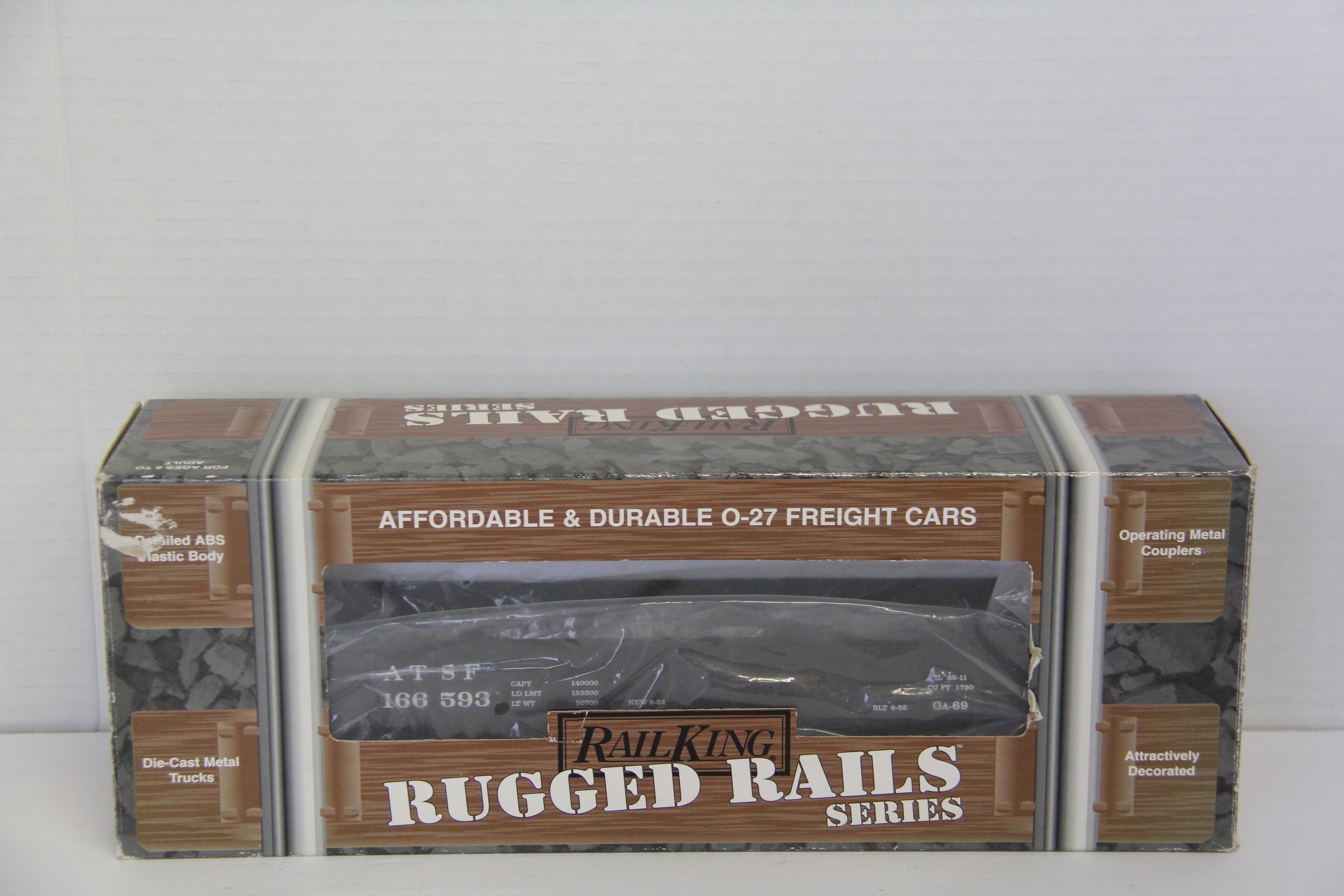 o27 Rail King Rugged Rails Series 33-7201 Santa Fe Gondola Car w/ I-Beam Load-Second hand-M7696