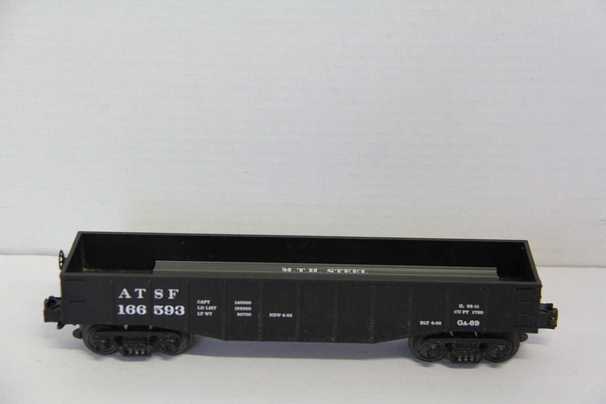o27 Rail King Rugged Rails Series 33-7201 Santa Fe Gondola Car w/ I-Beam Load-Second hand-M7696