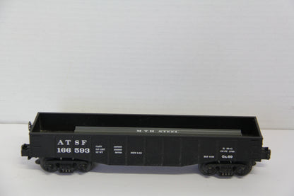 o27 Rail King Rugged Rails Series 33-7201 Santa Fe Gondola Car w/ I-Beam Load-Second hand-M7696