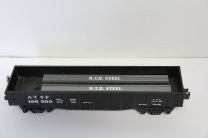 o27 Rail King Rugged Rails Series 33-7201 Santa Fe Gondola Car w/ I-Beam Load-Second hand-M7696