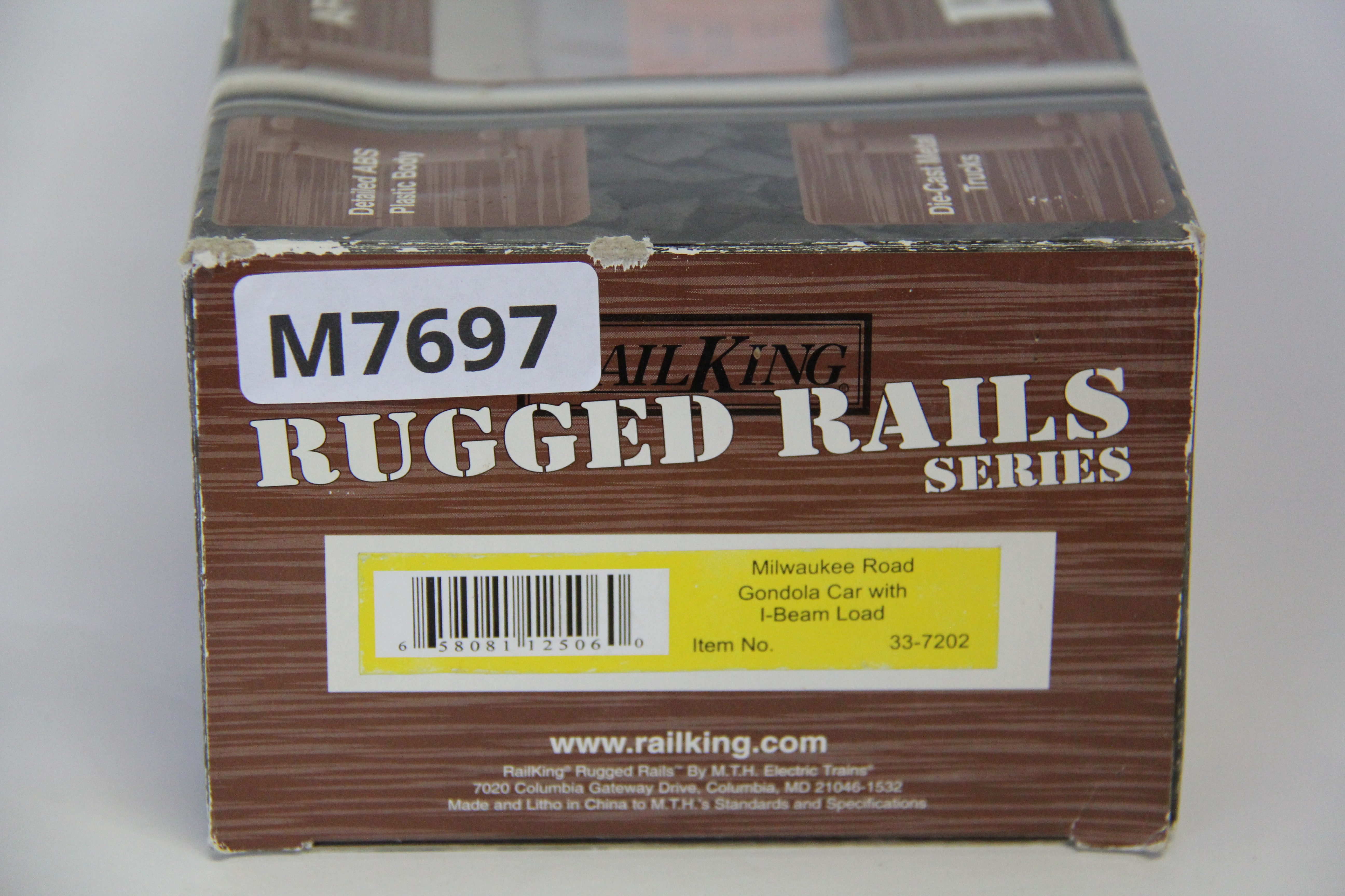 o27 Rail King Rugged Rails Series 33-7202 Milwaukee Road Gondola Car w/ I -Beam Load-Second hand-M7697