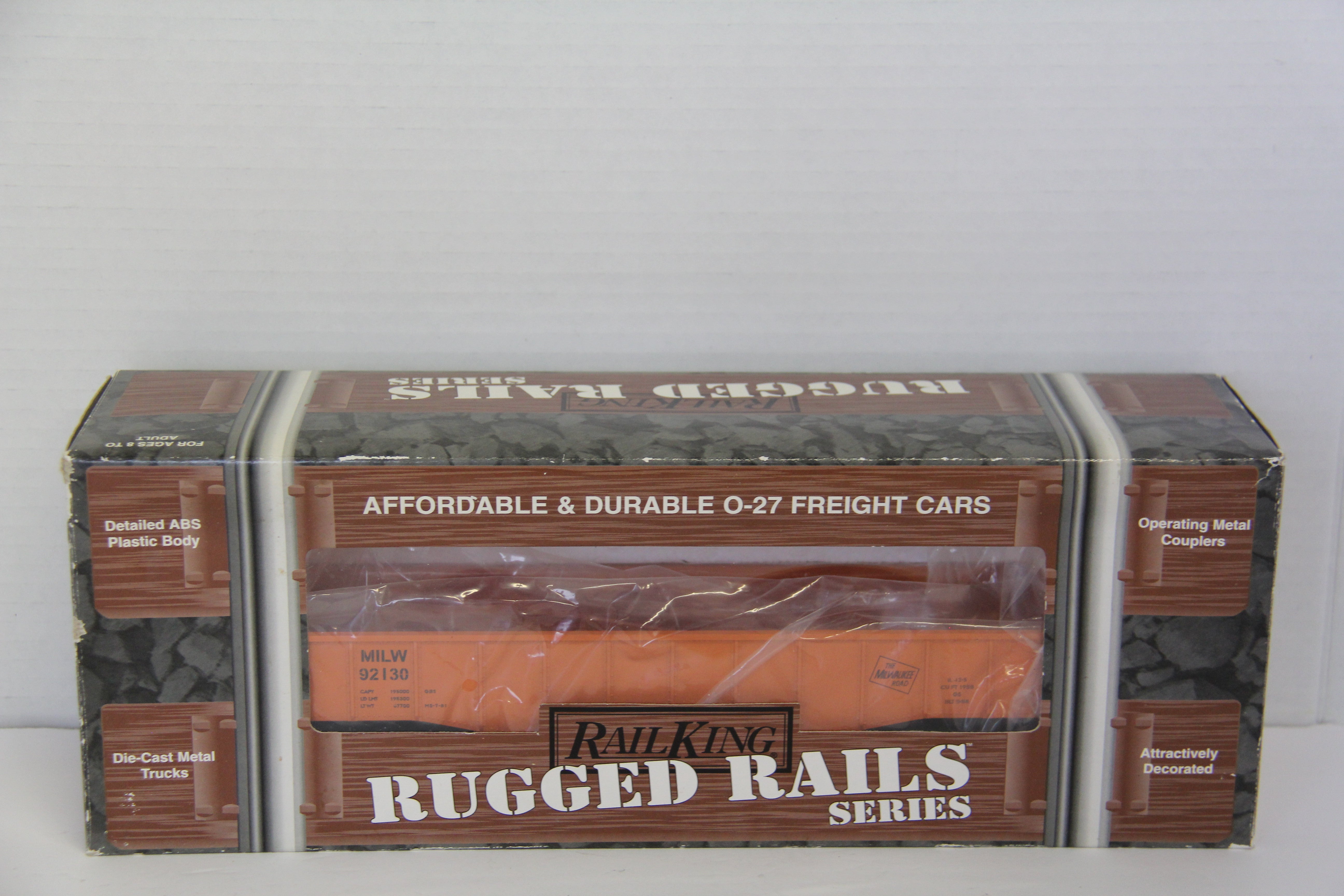 o27 Rail King Rugged Rails Series 33-7202 Milwaukee Road Gondola Car w/ I -Beam Load-Second hand-M7697