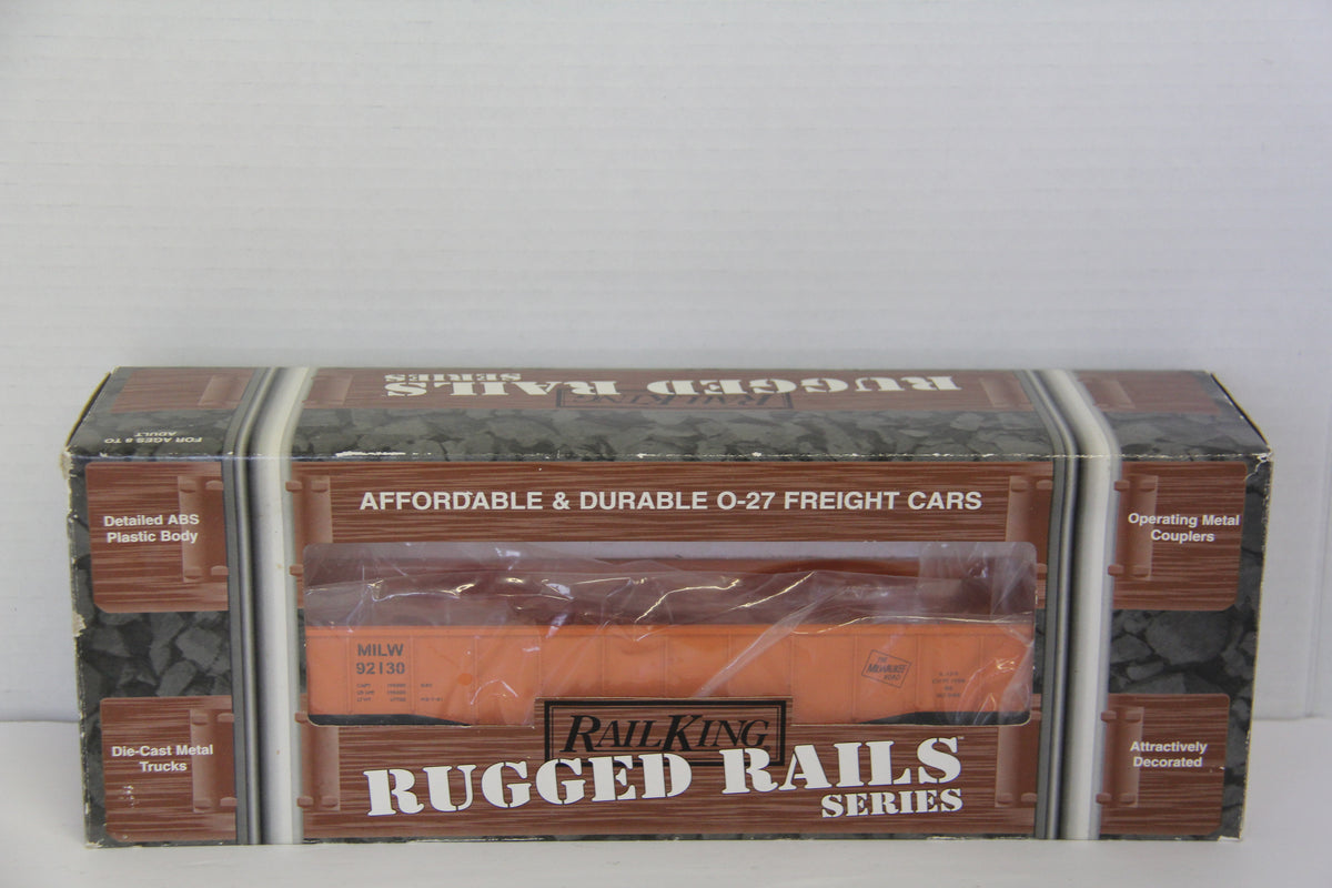 o27 Rail King Rugged Rails Series 33-7202 Milwaukee Road Gondola Car w/ I -Beam Load-Second hand-M7697