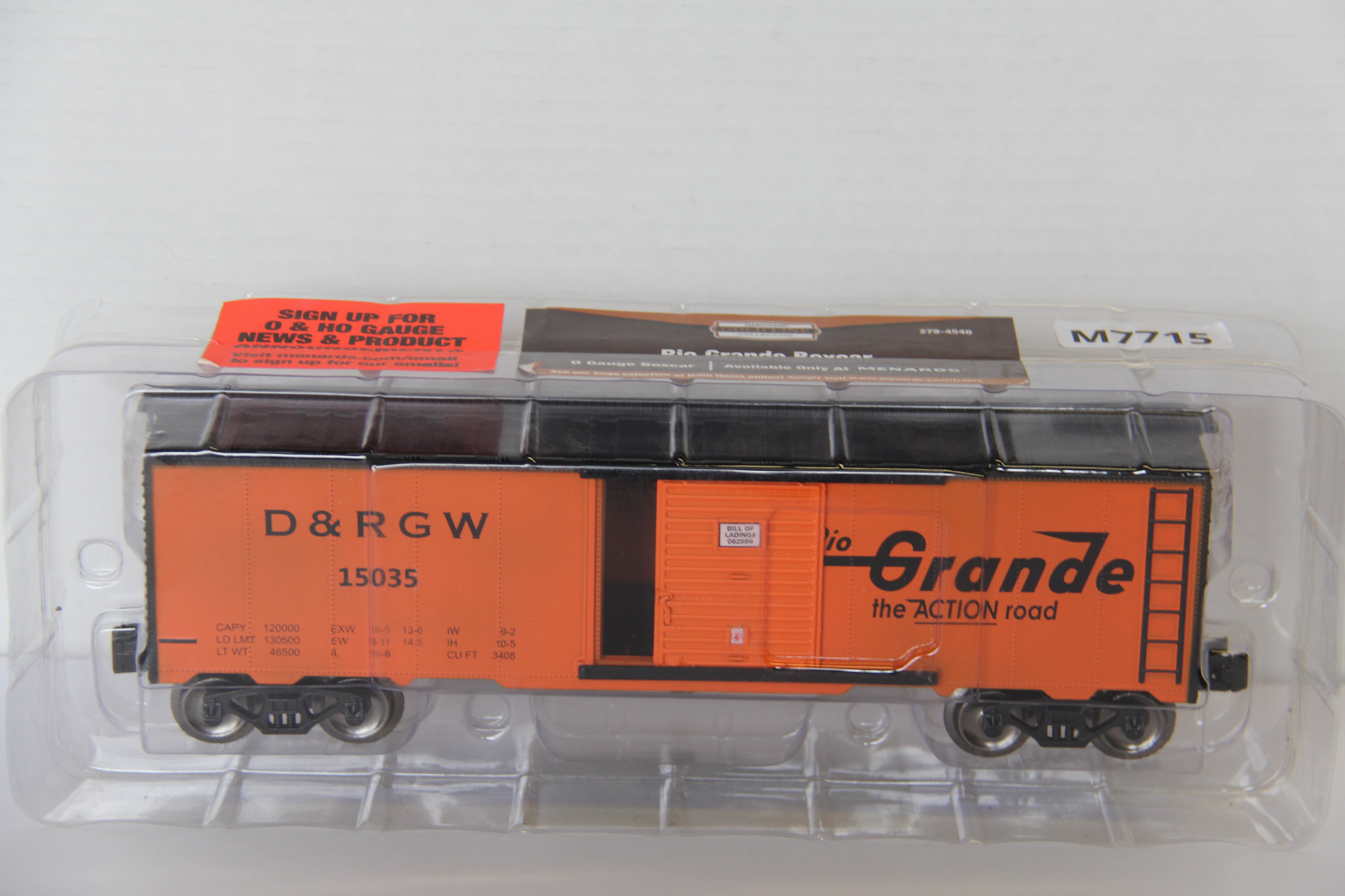 Menards #279-4540 Rio Grande Boxcar-Second hand-M7715