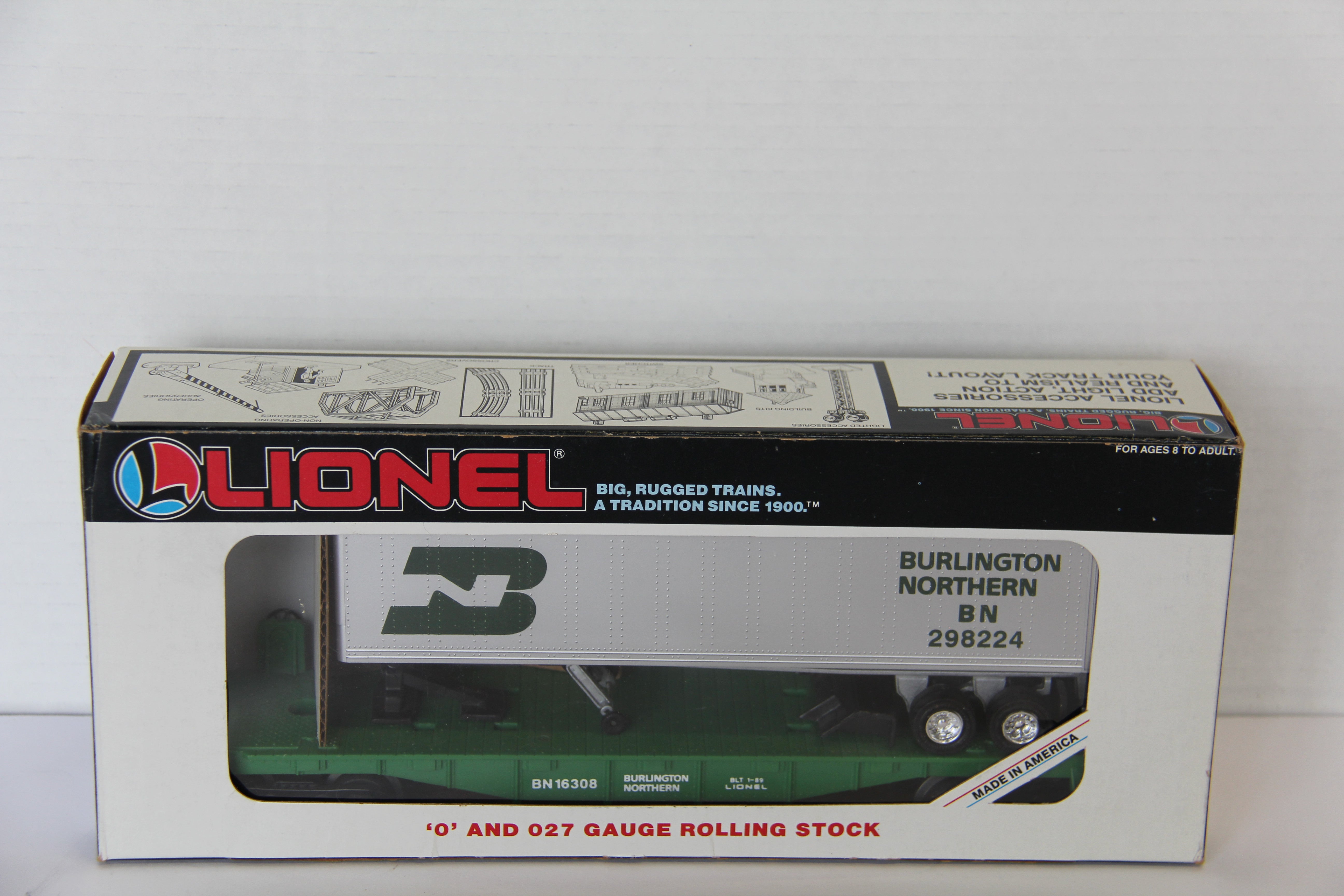 Lionel 6-16308 Burlington Northern  Flat Car w/ Trailer-Second hand-M7733