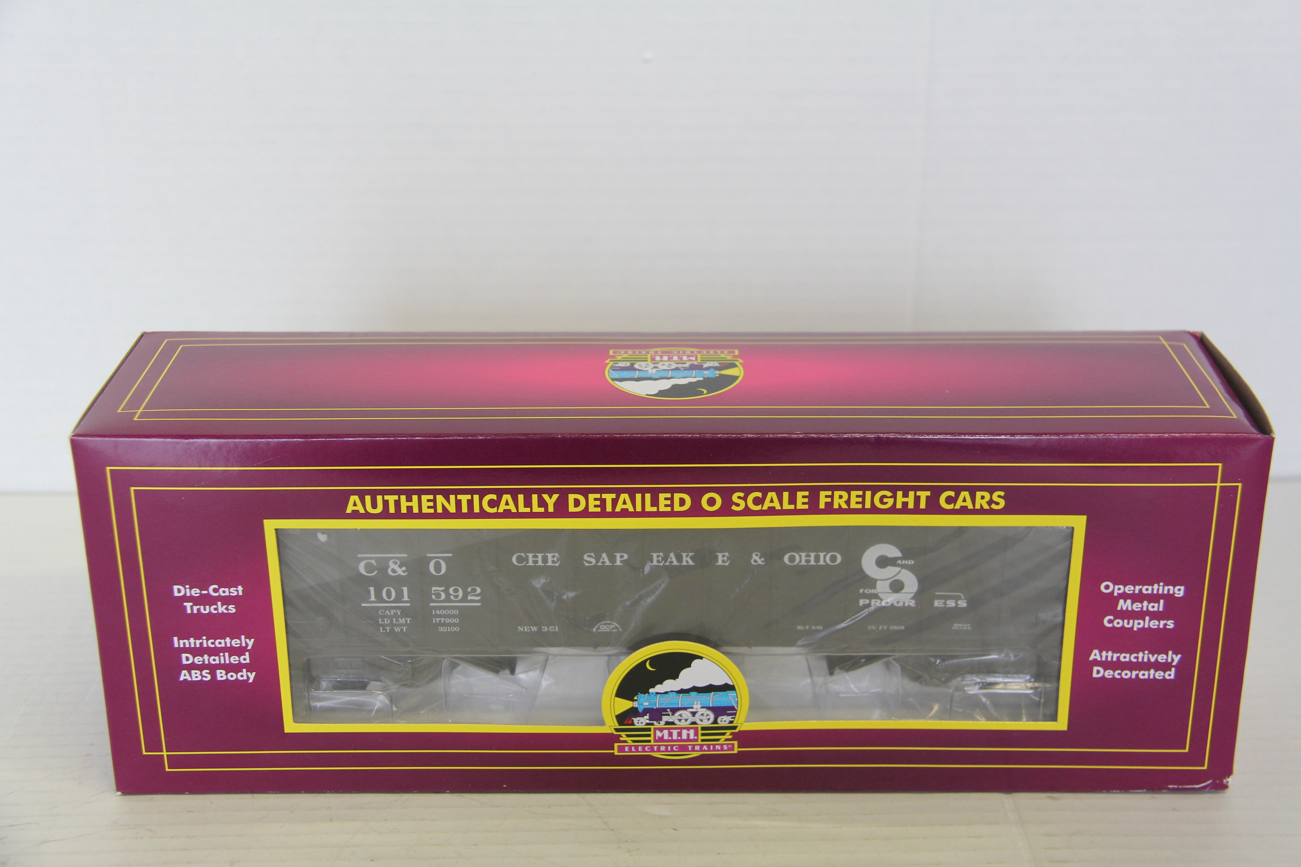 MTH 20-97964 Chesapeake & Ohio 70-Ton 3 Bay Hopper Car w/ Coal Load-Second hand-M7336