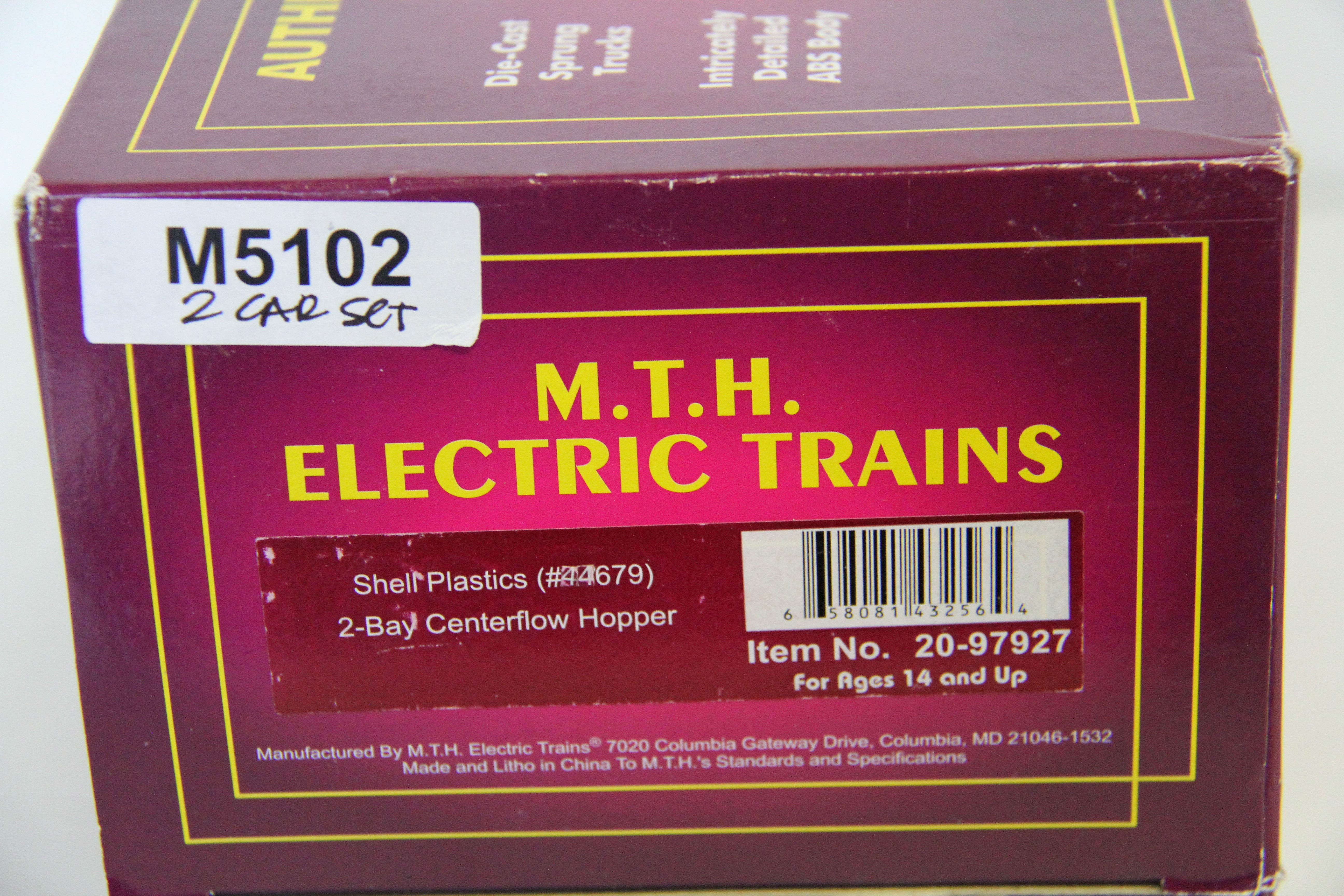 MTH 20-97927 Shell Plastics 2 Bay Centerflow Hopper 2 Set #44679 & 44675 -Second hand-M5102R