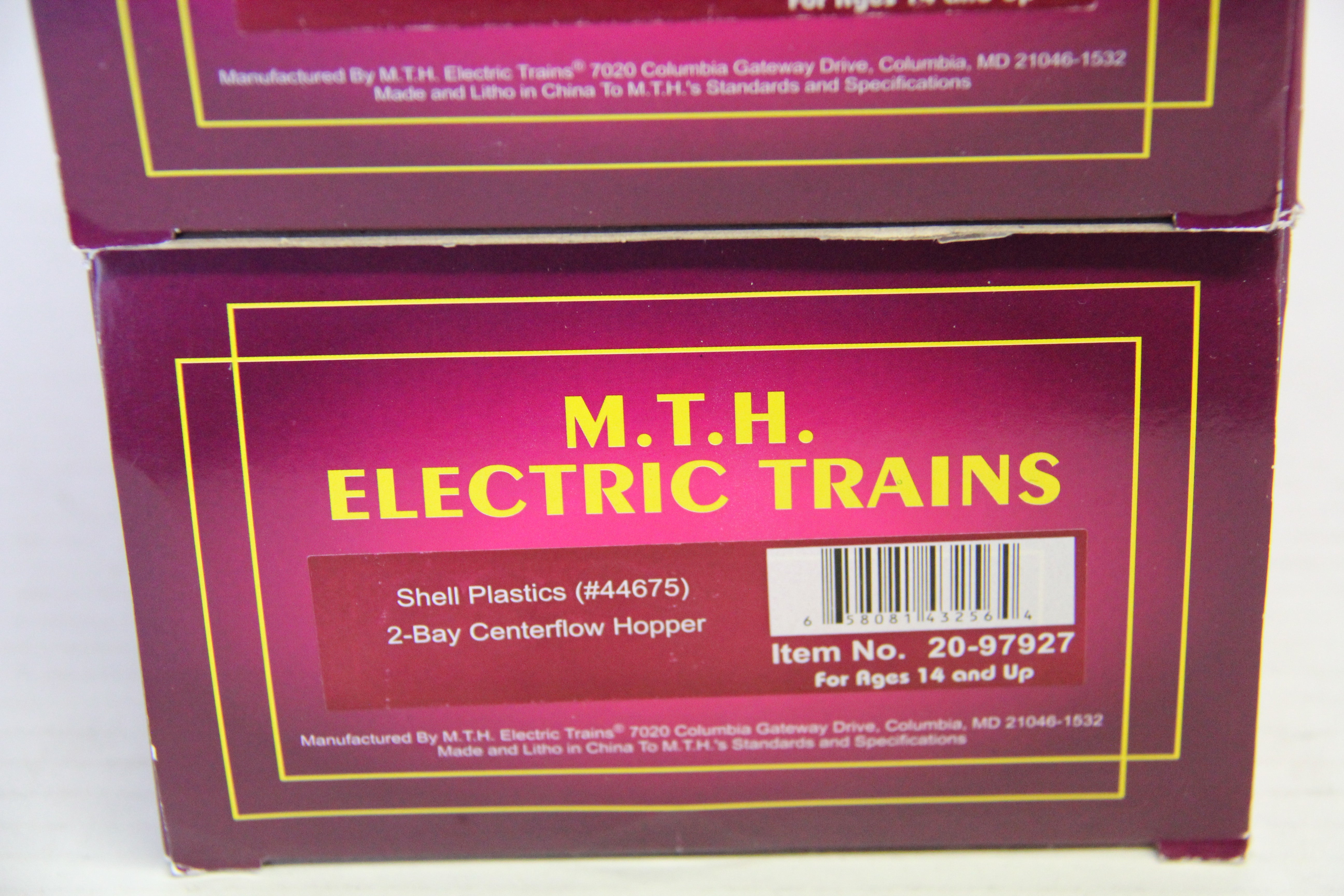 MTH 20-97927 Shell Plastics 2 Bay Centerflow Hopper 2 Set #44679 & 44675 -Second hand-M5102R