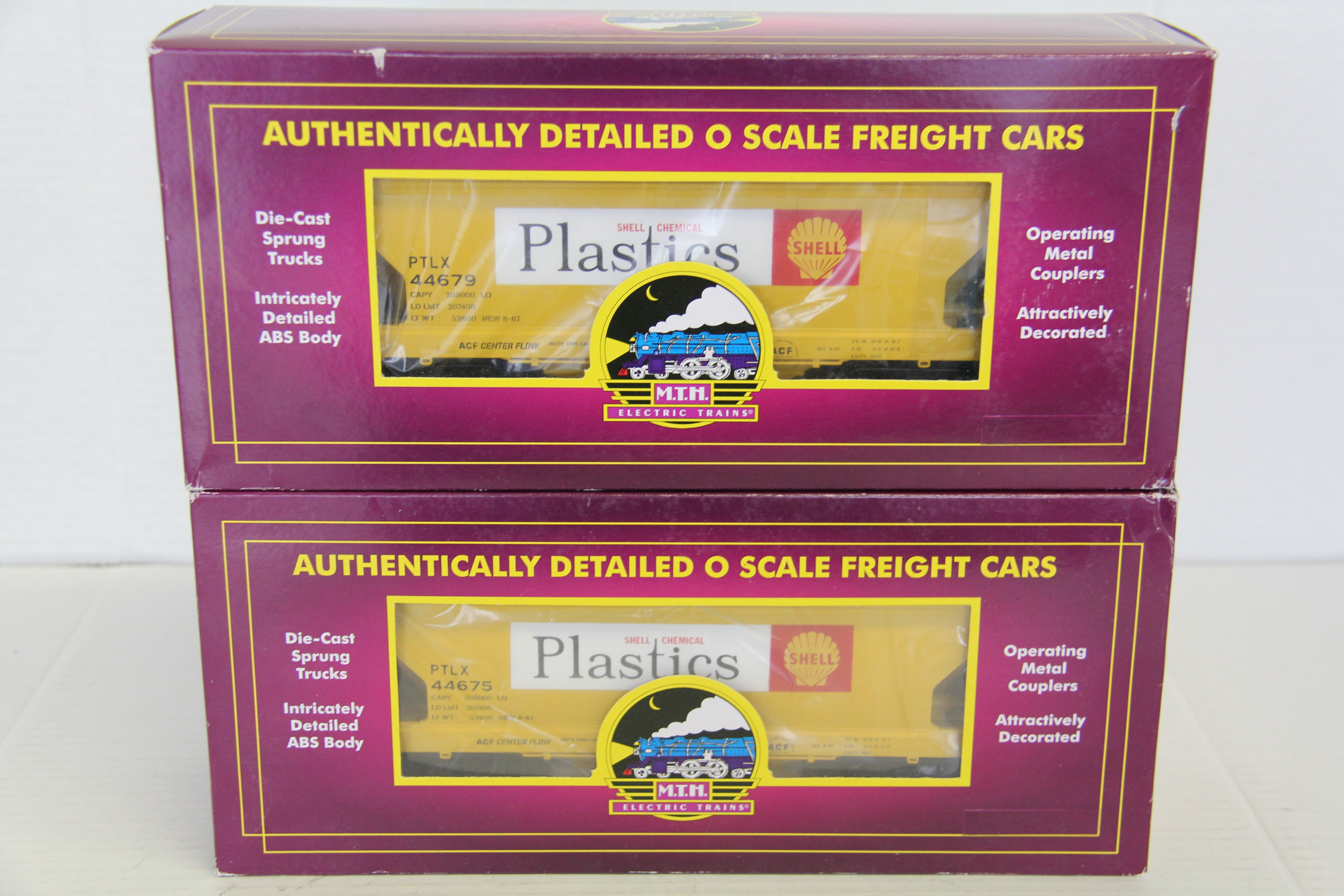 MTH 20-97927 Shell Plastics 2 Bay Centerflow Hopper 2 Set #44679 & 44675 -Second hand-M5102R