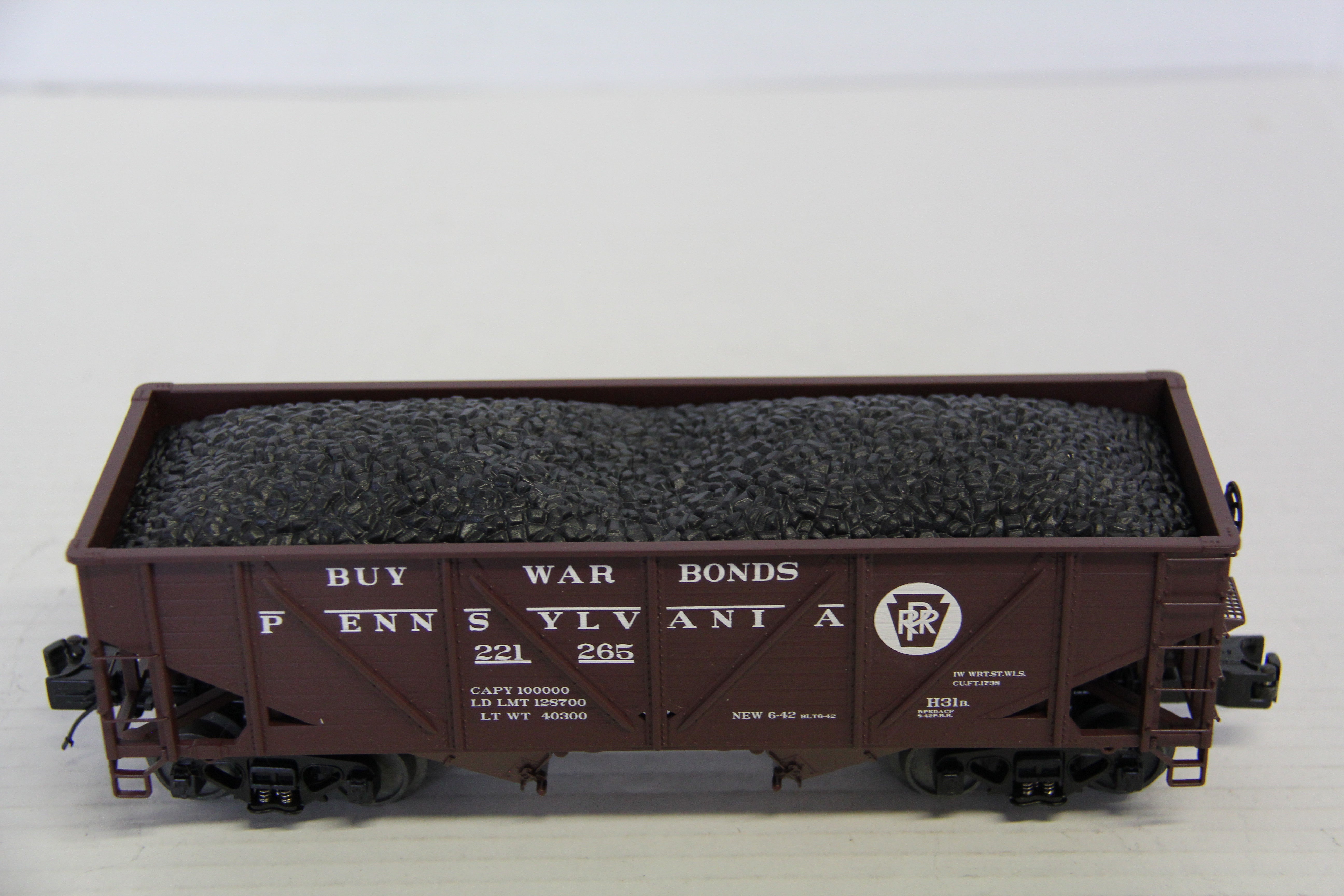 MTH 20-97553 Pennsylvania 34' AAR Composite Hopper Car w/ Coal Load-Second hand-M7339