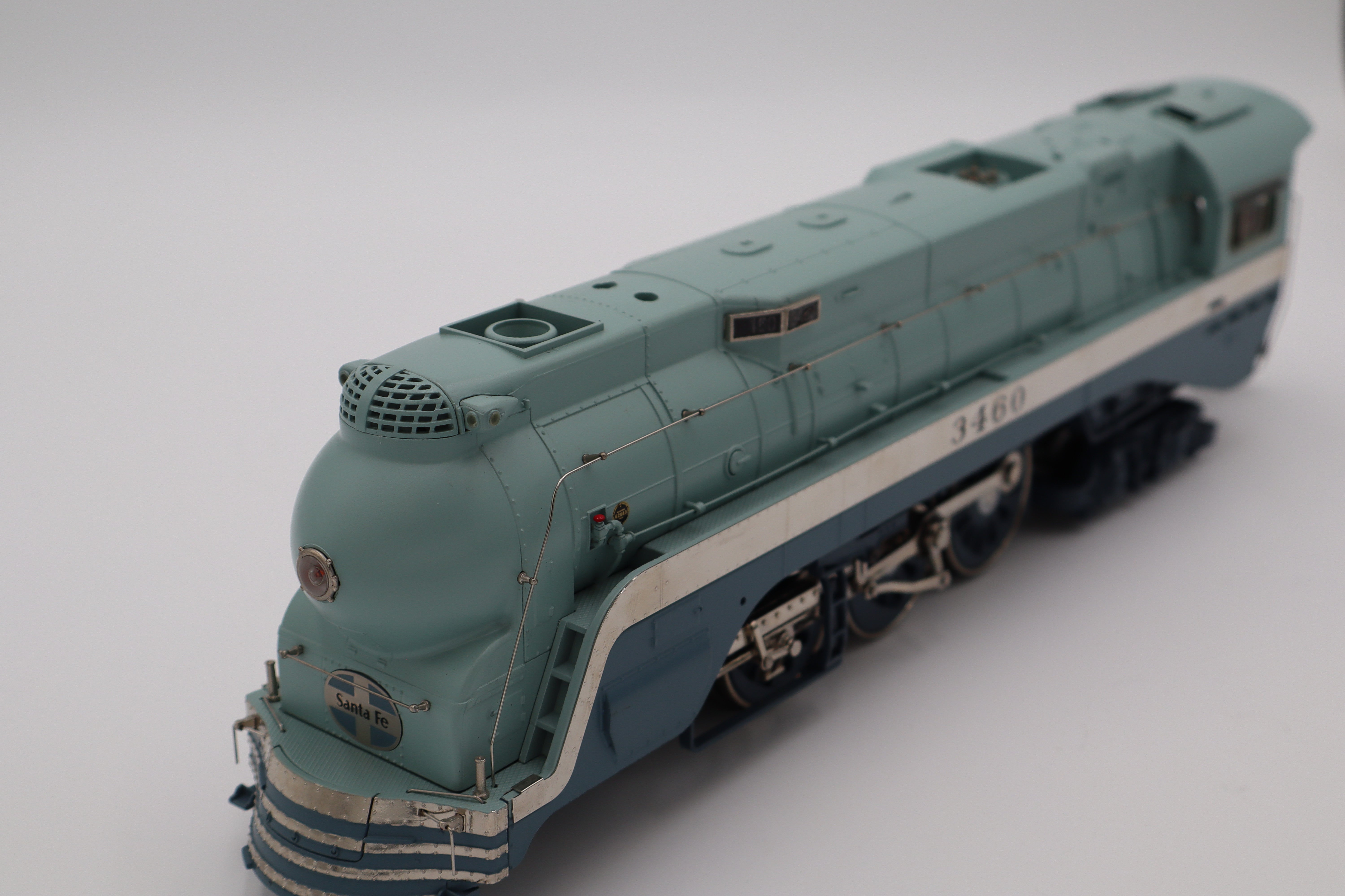 MTH 20-3435-1 Santa Fe 464 Blue Goose Hudson Steam Engine & MTH 20-66170 Santa Fe (Blue Goose) 70' Streamlined Passenger 2 Car Set-Second hand-M8382