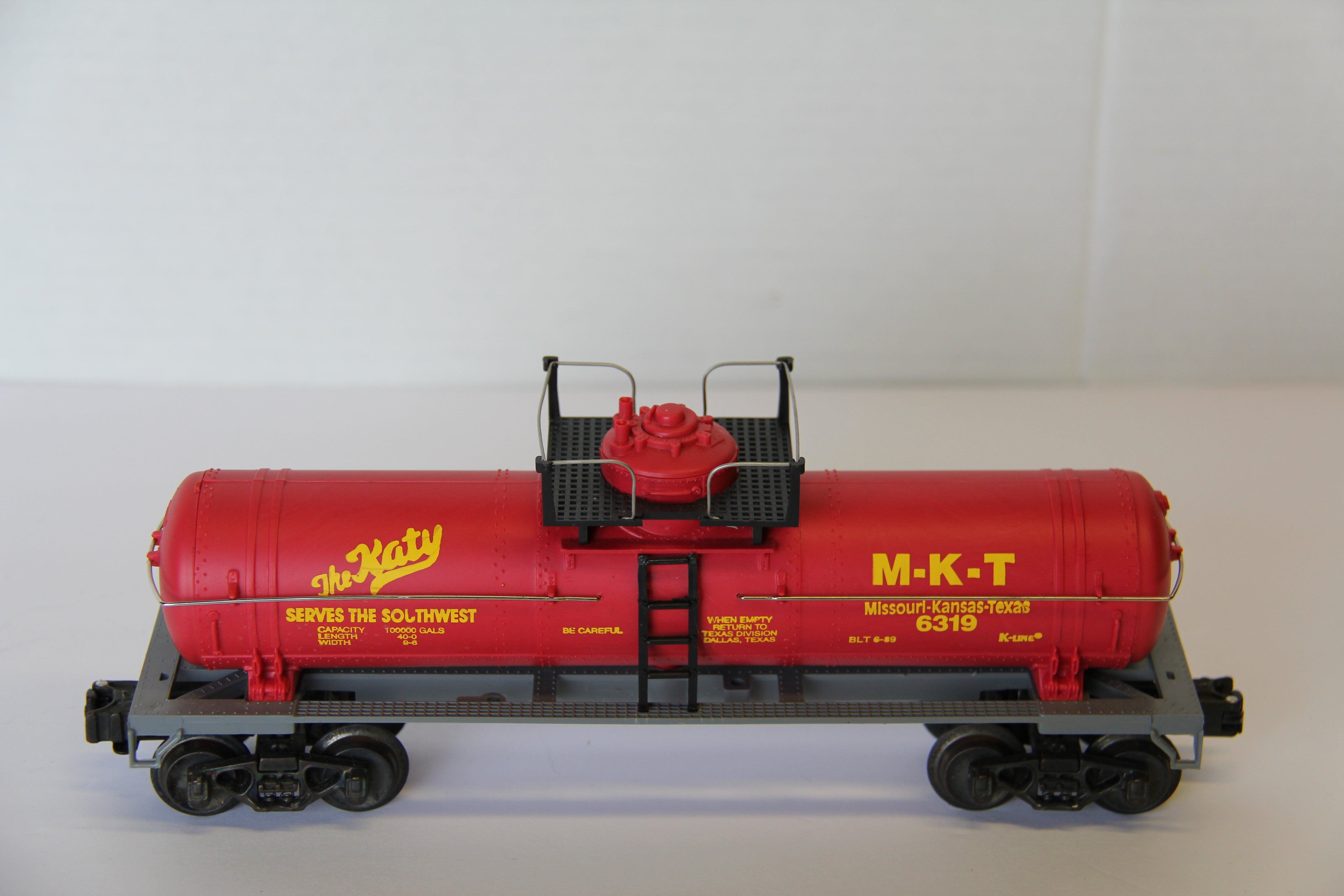 K Line O/ O27 Gauge K-6319 MKT "The Katy Serves the Southwest" Tank Car-Second hand-M7763