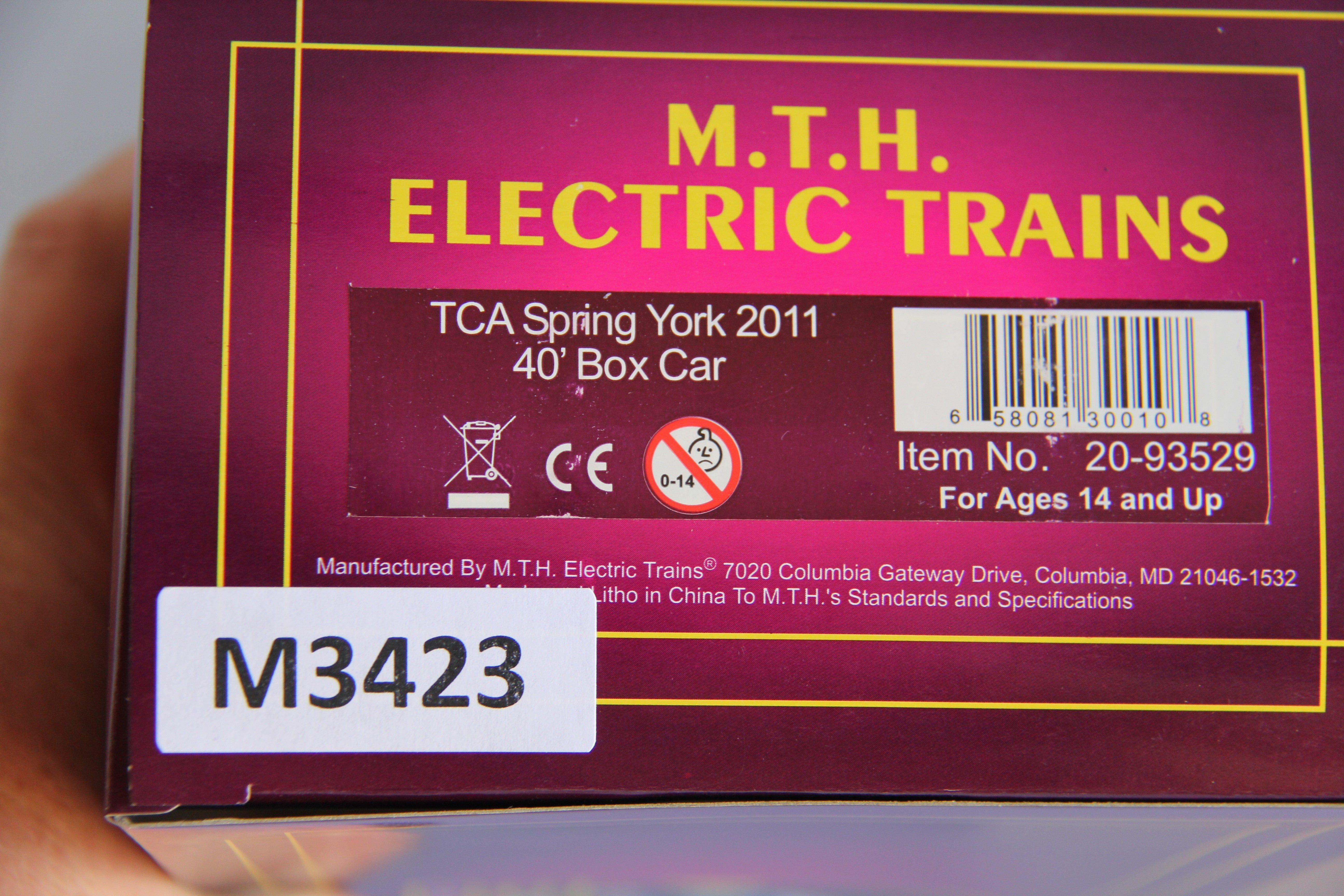 MTH 20-93529 TCA Spring York (2011) 40' Box Car-Second hand-M3423