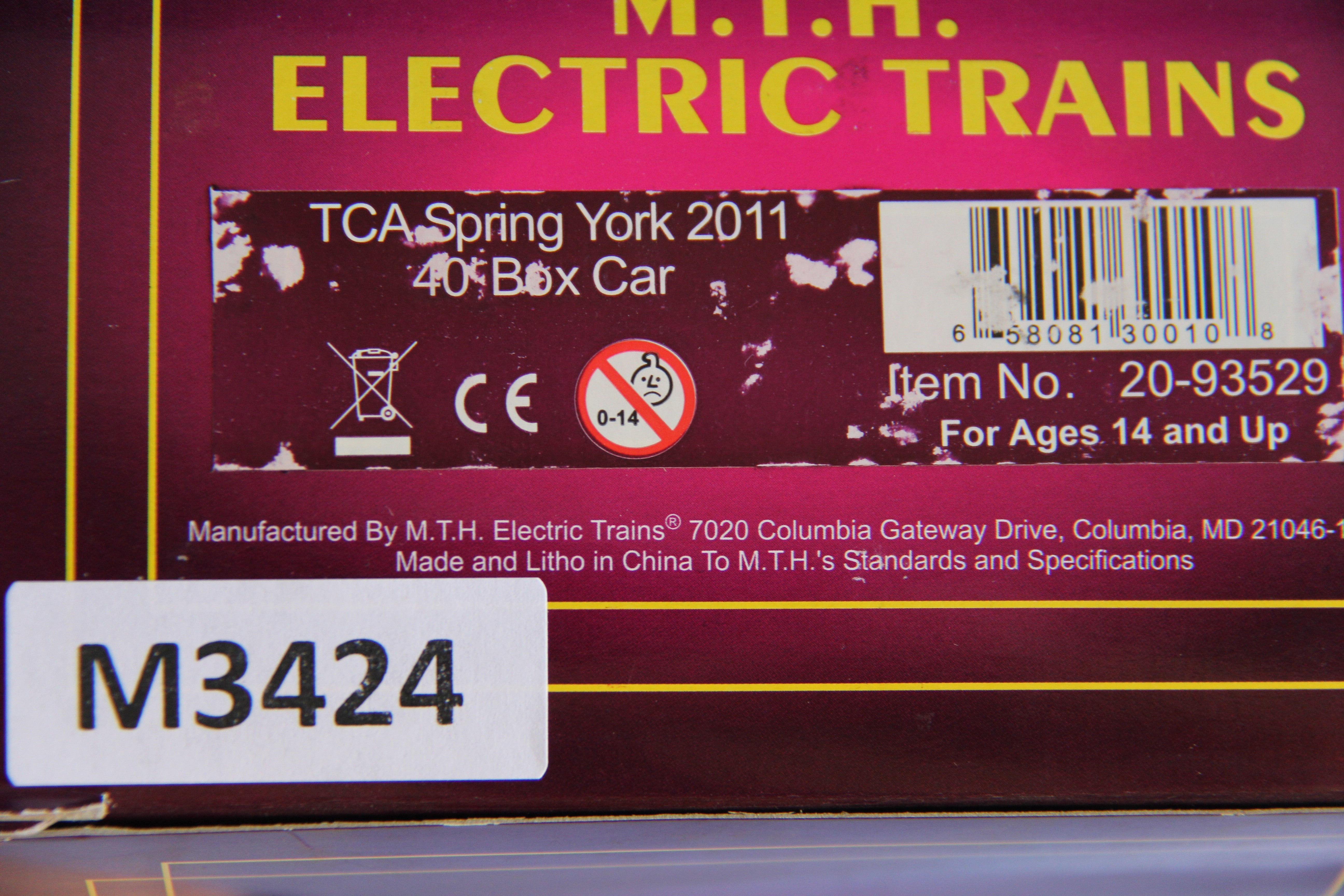 MTH 20-93529 TCA Spring York (2011) 40' Box Car-Second hand-M3424