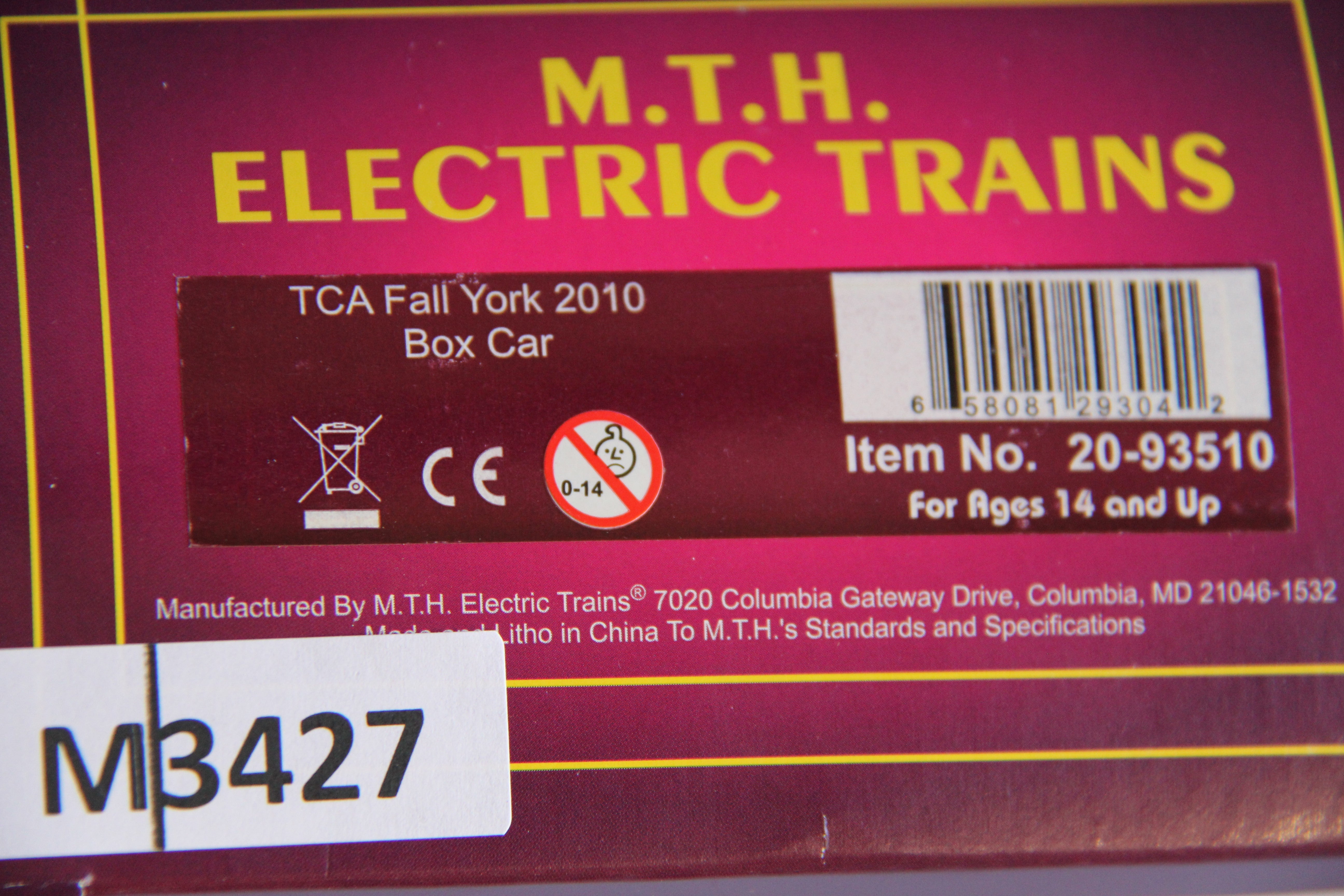MTH 20-93510 TCA Fall York (2010) Box Car-Second hand-M3427