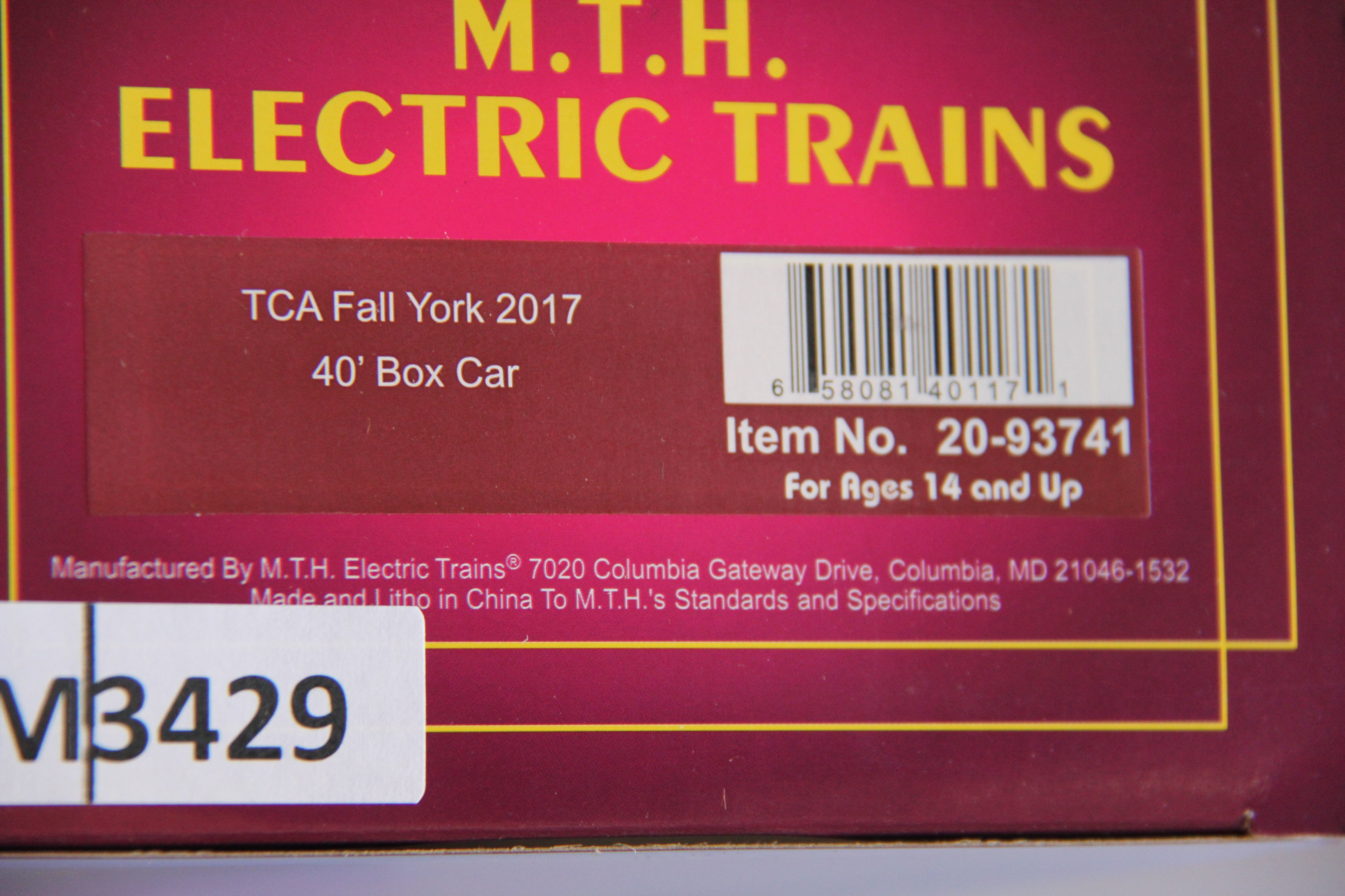 MTH 20-93741 TCA Fall York (2017) 40' Box Car-Second hand-M3429