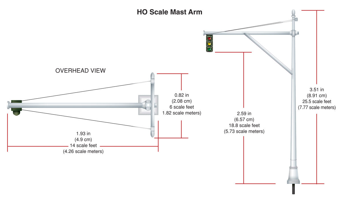 Woodland Scenics HO JP5653 - Just Plug - Mast Arm Traffic Lights
