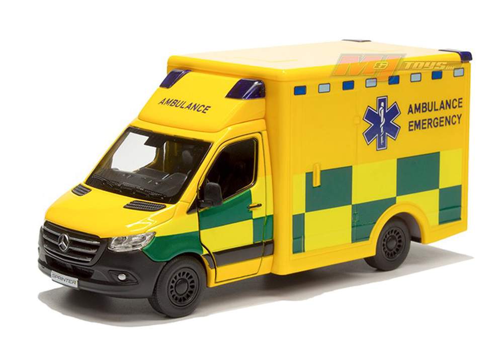 Kinsmart - Mercedes-Benz Sprinter Ambulance (Yellow/Green) - 1/48 Scale