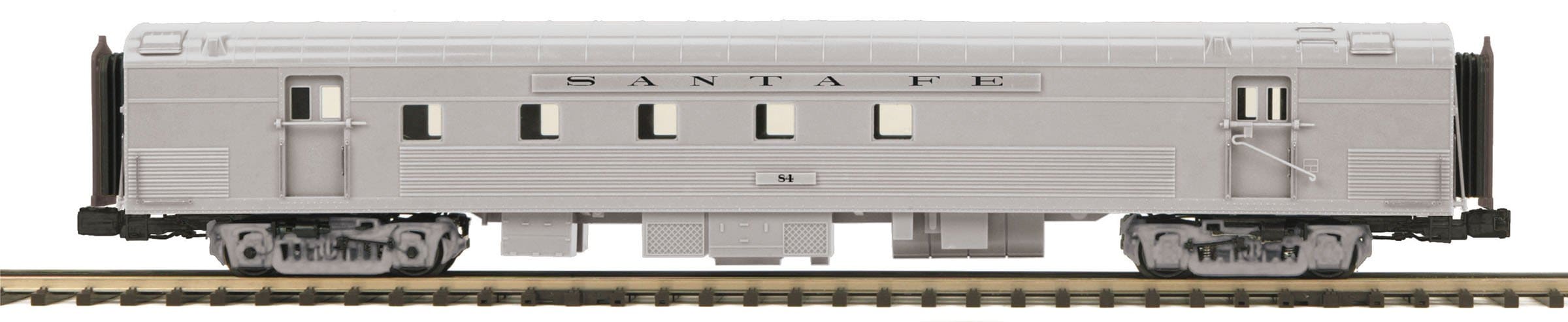 MTH 20-64115 - 70' Streamlined Passenger Set "Santa Fe" (4-Car) Ribbed Sided & MTH 20-64119 RPO-Second hand-M4976