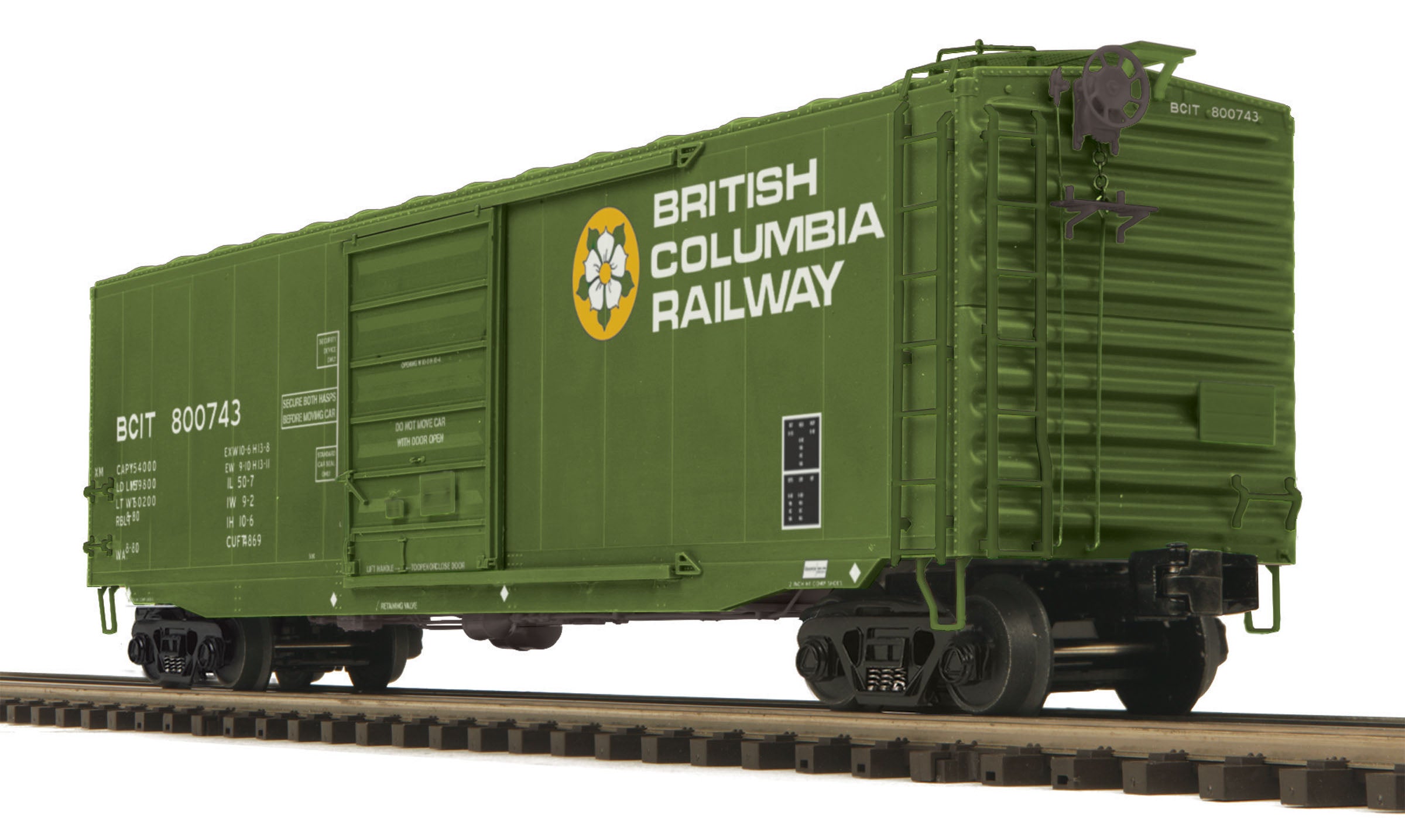 MTH 20-93580 British Columbia 50' PS-1 Box Car w/ Pullman Standard Door-2 Car Set-Second hand-M5082