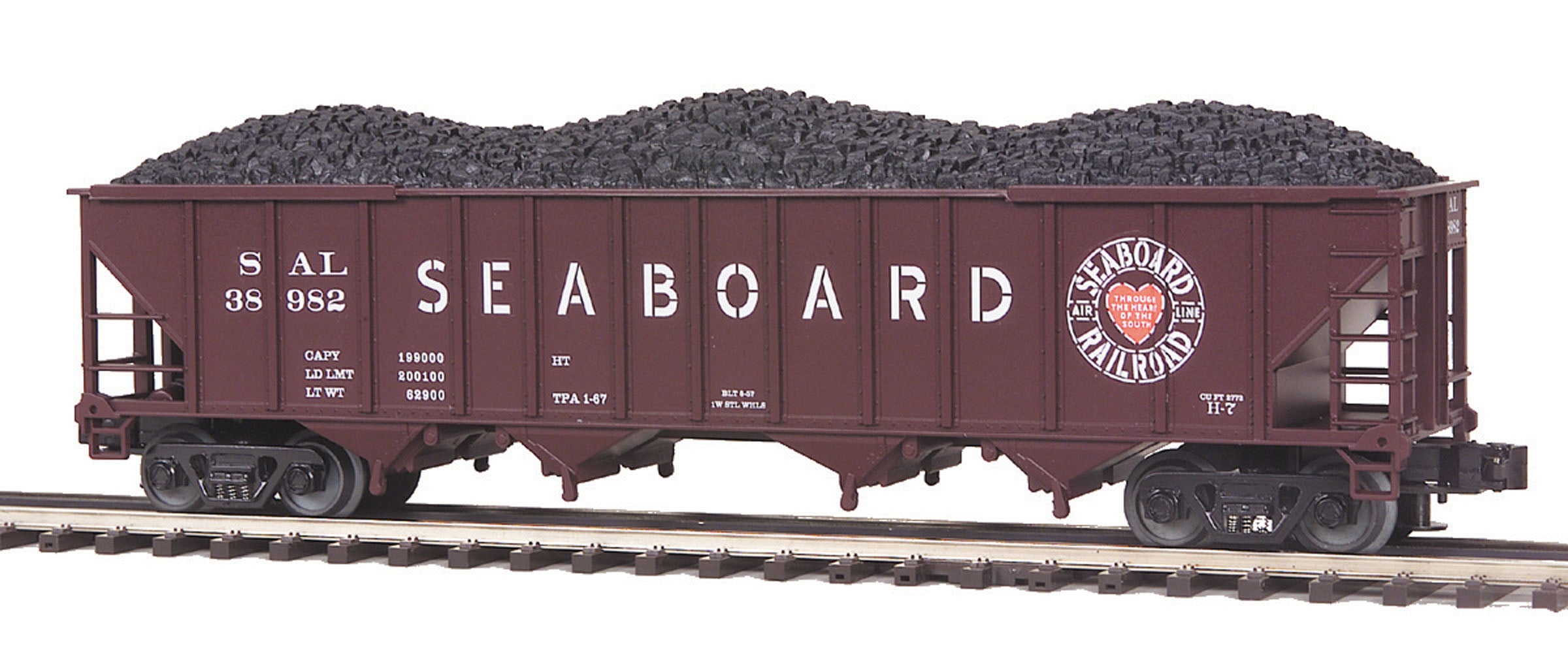 MTH 20-97459 Seaboard 4-Bay Hopper Car w/ Coal Load-Second hand-M5131