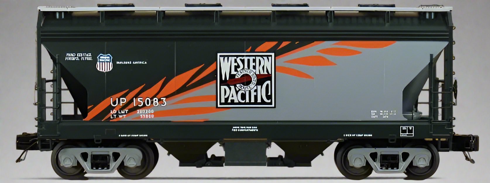 MTH 20-97653 Western Pacific (Heritage) 2-Bay Centerflow Hopper Car-Second hand-M5430