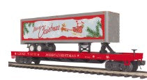 MTH 20-95398 Christmas Flat Car w/ 40' Trailer-2 Car Set-Second hand-M5453