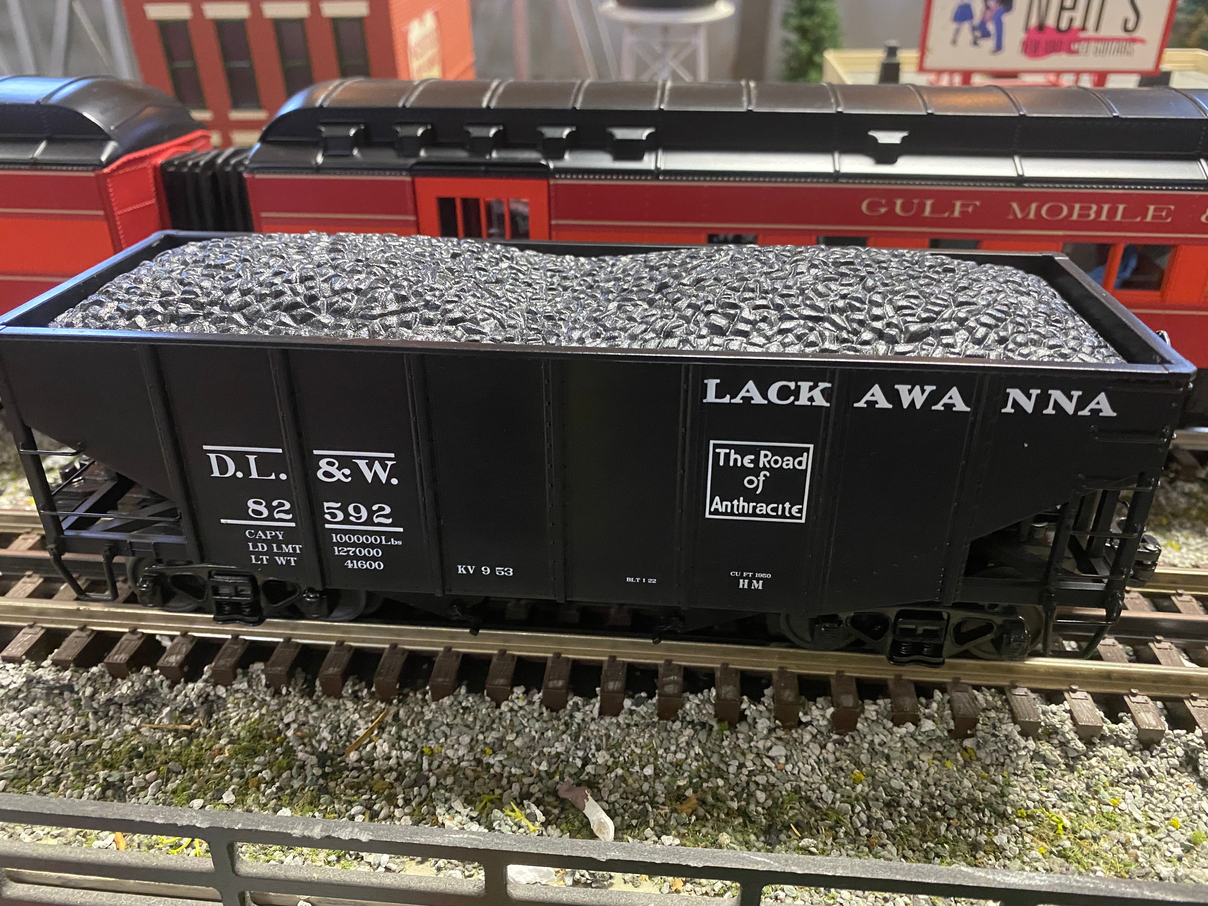 MTH 20-92304 Lackawanna 2-Bay Fish Belly Hopper Car 6 Car Set-Second hand-M7243