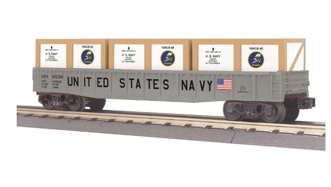 Rail King 30-72024 US Navy Gondola w/ Crates-Second hand-M8319