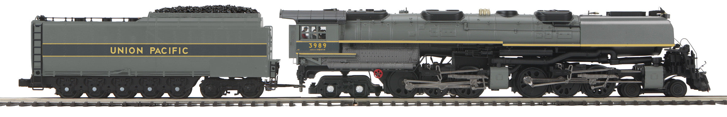 MTH 20-3894-1 - 4-6-6-4 Challenger Steam Engine "Union Pacific" #3989 w/ PS3 + Smoke Deflectors (Two-Tone Gray w/ Yellow Stripes - Coal Tender)