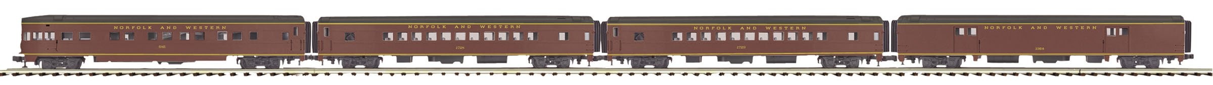 MTH 20-64174 Norfolk & Western 70' Streamlined (Smooth) 7 Car Pass Set & RPO-Second hand-M5045