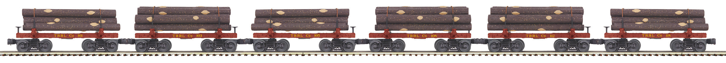 MTH 20-92338 - Skeleton Flat Car "Red River Logging Co." w/ Log Load Set #2 (6-Car)