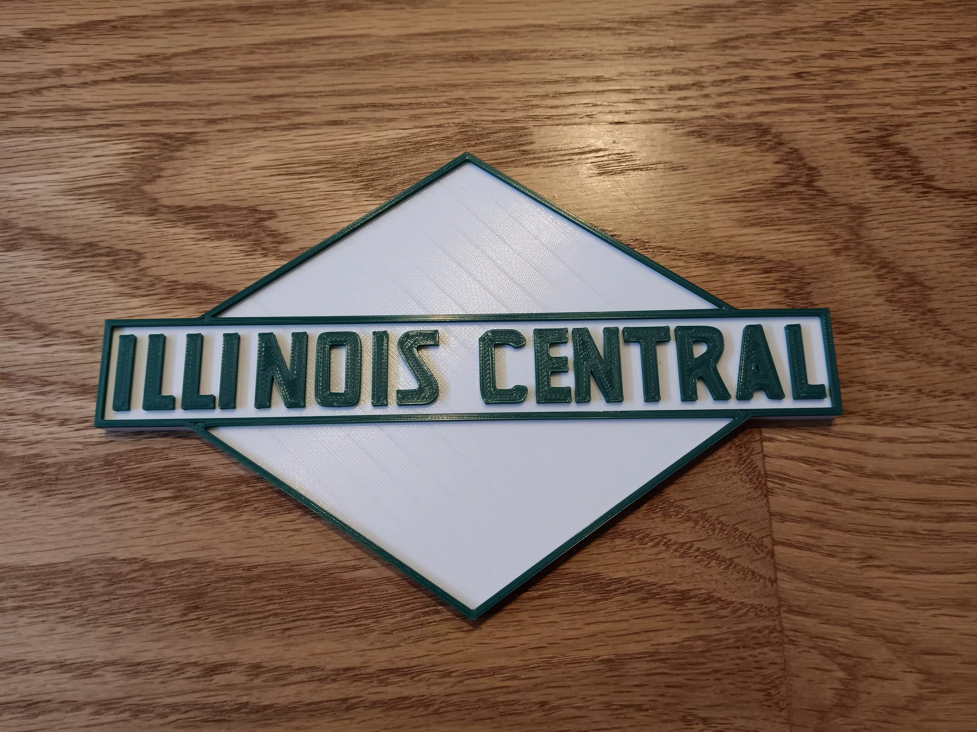 Trackside 3D 15 - 3D Printed Railroad Signs "Illinois Central" (White)