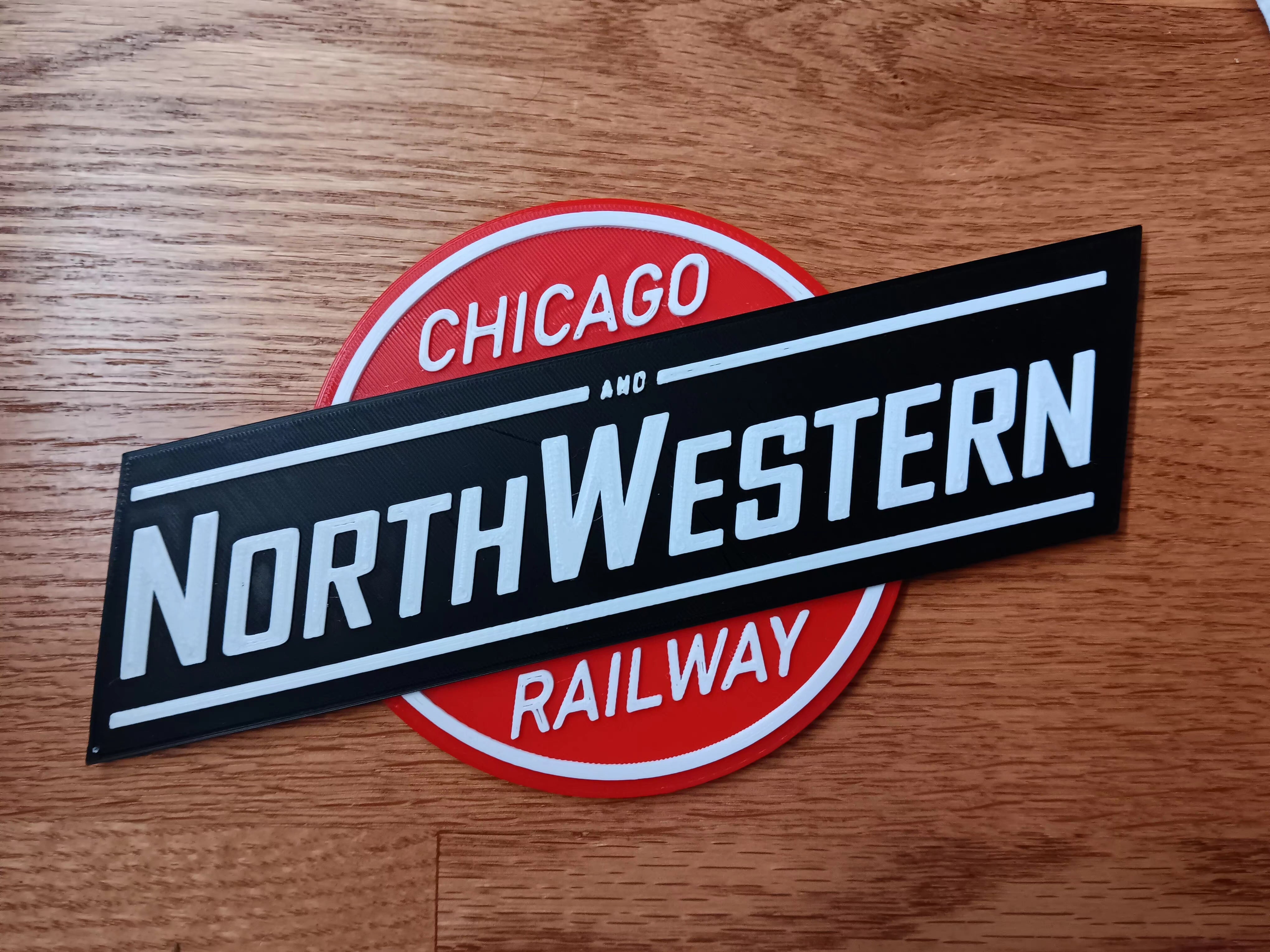 Trackside 3D 26 - 3D Printed Railroad Signs "Chicago & Northwestern Railway"