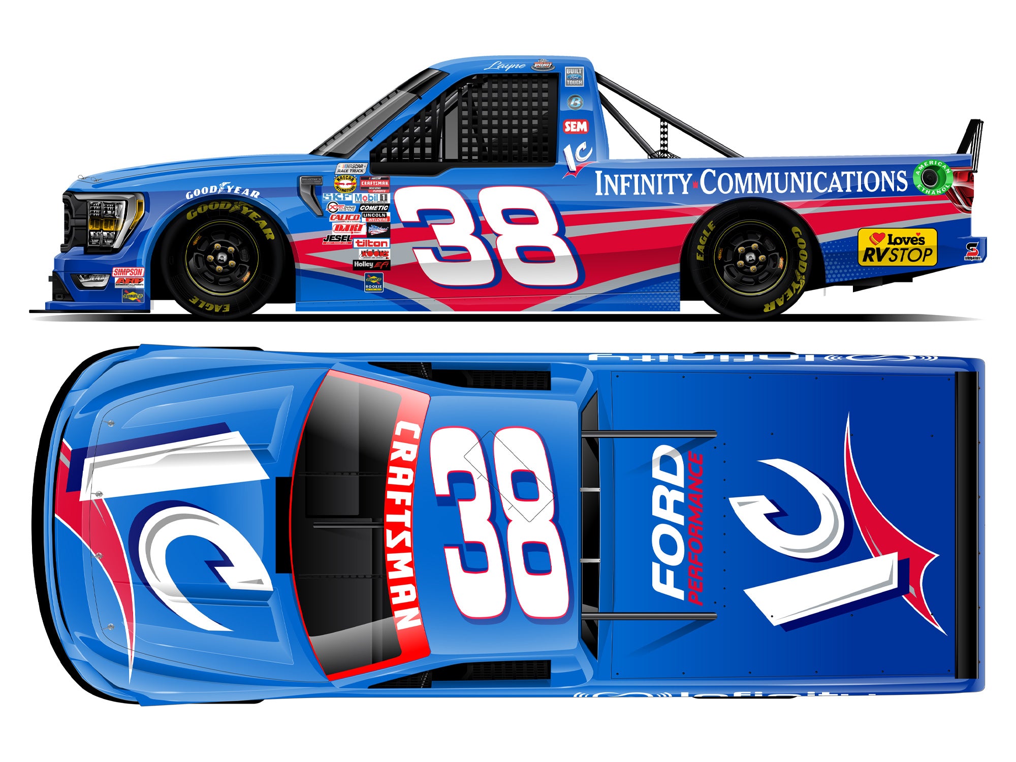 Lionel Racing - NASCAR Craftsman Truck Series 2024 - Layne Riggs #38 Infinity Communications Throwback