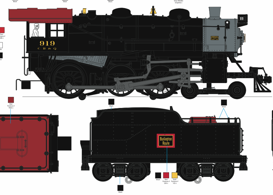 Lionel 2431991 - Legacy 4-6-0 Steam Locomotive "Chicago, Burlington & Quincy" #919 - Custom Run for MrMuffin'sTrains