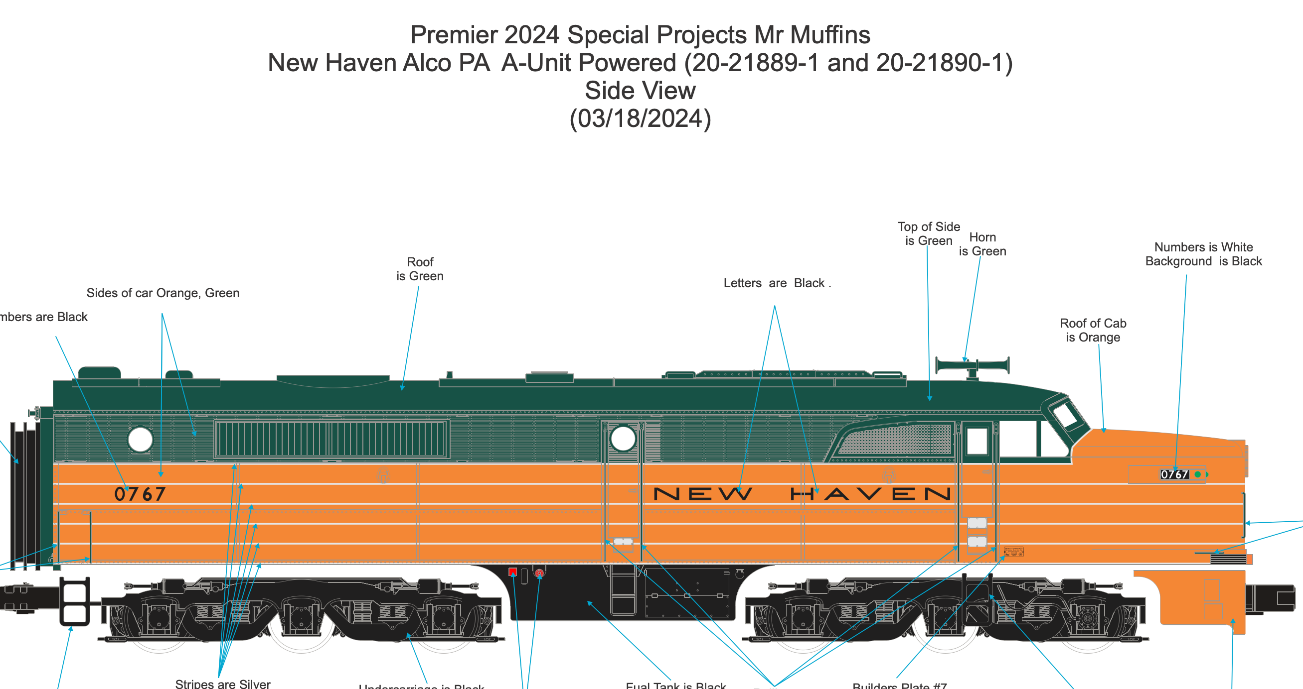 MTH 20-21889-1 - Alco PA A Unit Diesel Locomotive "New Haven" #0767 w/ PS3 - Custom Run