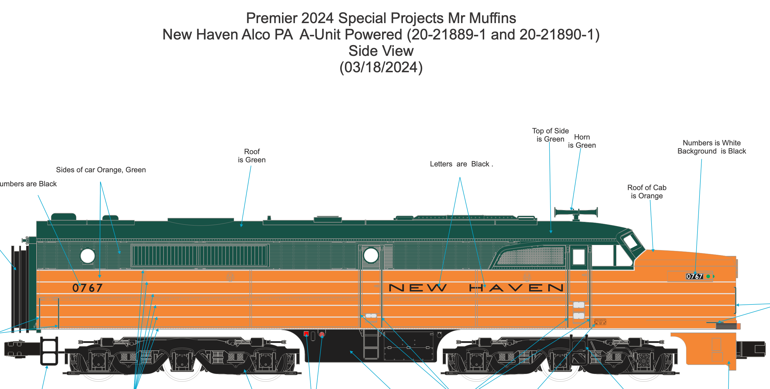 MTH 20-21890-1 - Alco PA A Unit Diesel Locomotive "New Haven" #0770 w/ PS3 - Custom Run for MrMuffin'sTrains